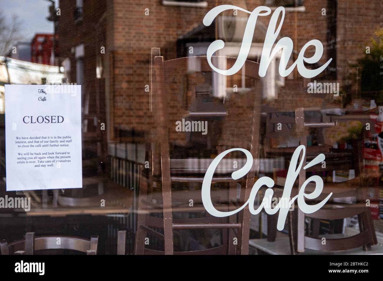 UK cafe close down under coronavirus covid-19 as government says they must shut down Stock Photo