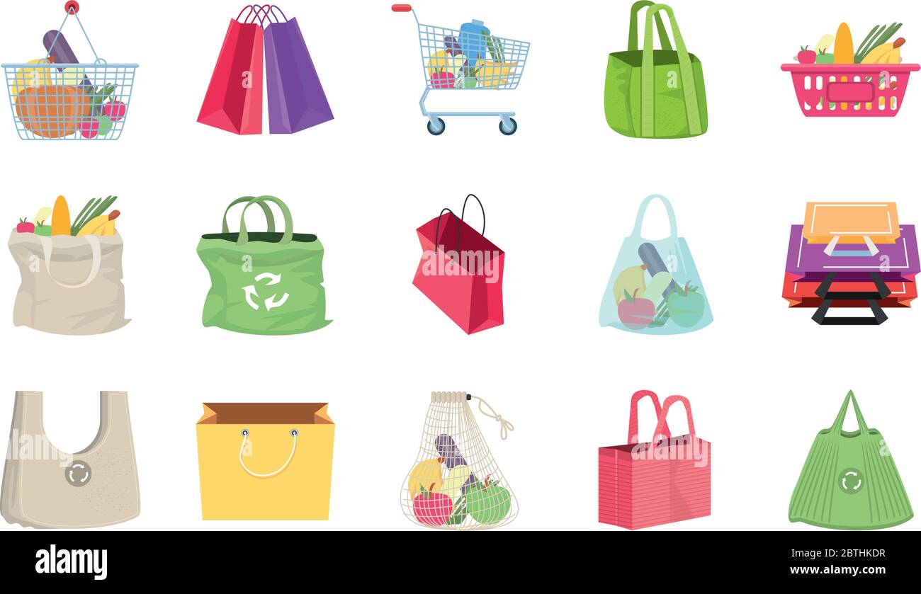 set of icons shopping bags on white background vector illustration design  Stock Vector Image & Art - Alamy