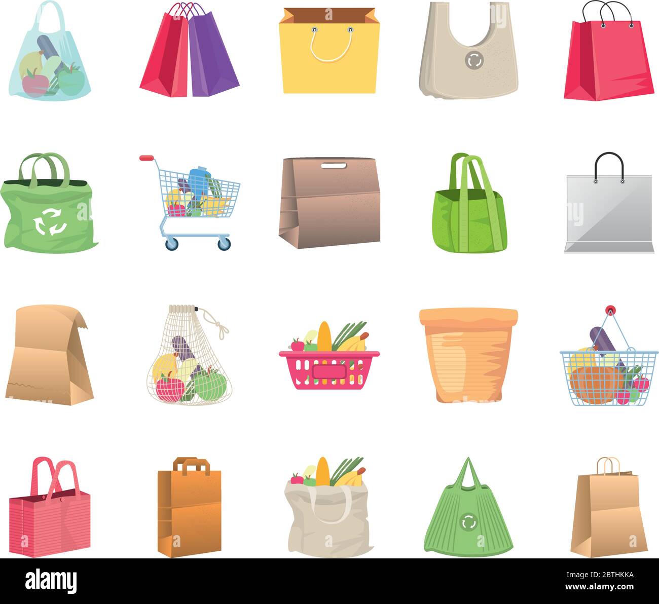 set of icons shopping bags on white background vector illustration ...
