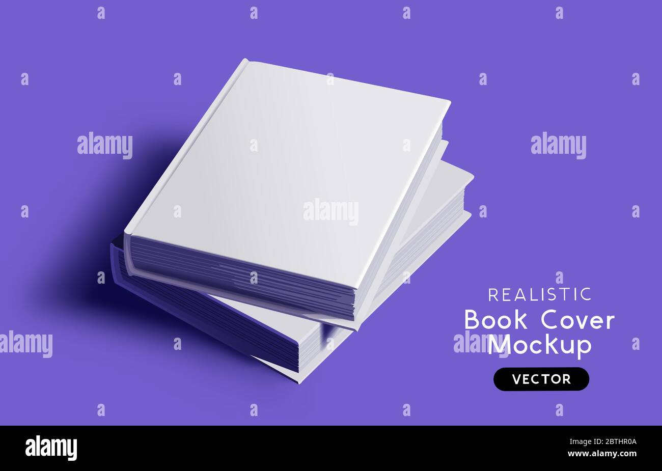 Blank book cover mockup design layout with shadows for branding. Vector illustration. Stock Vector