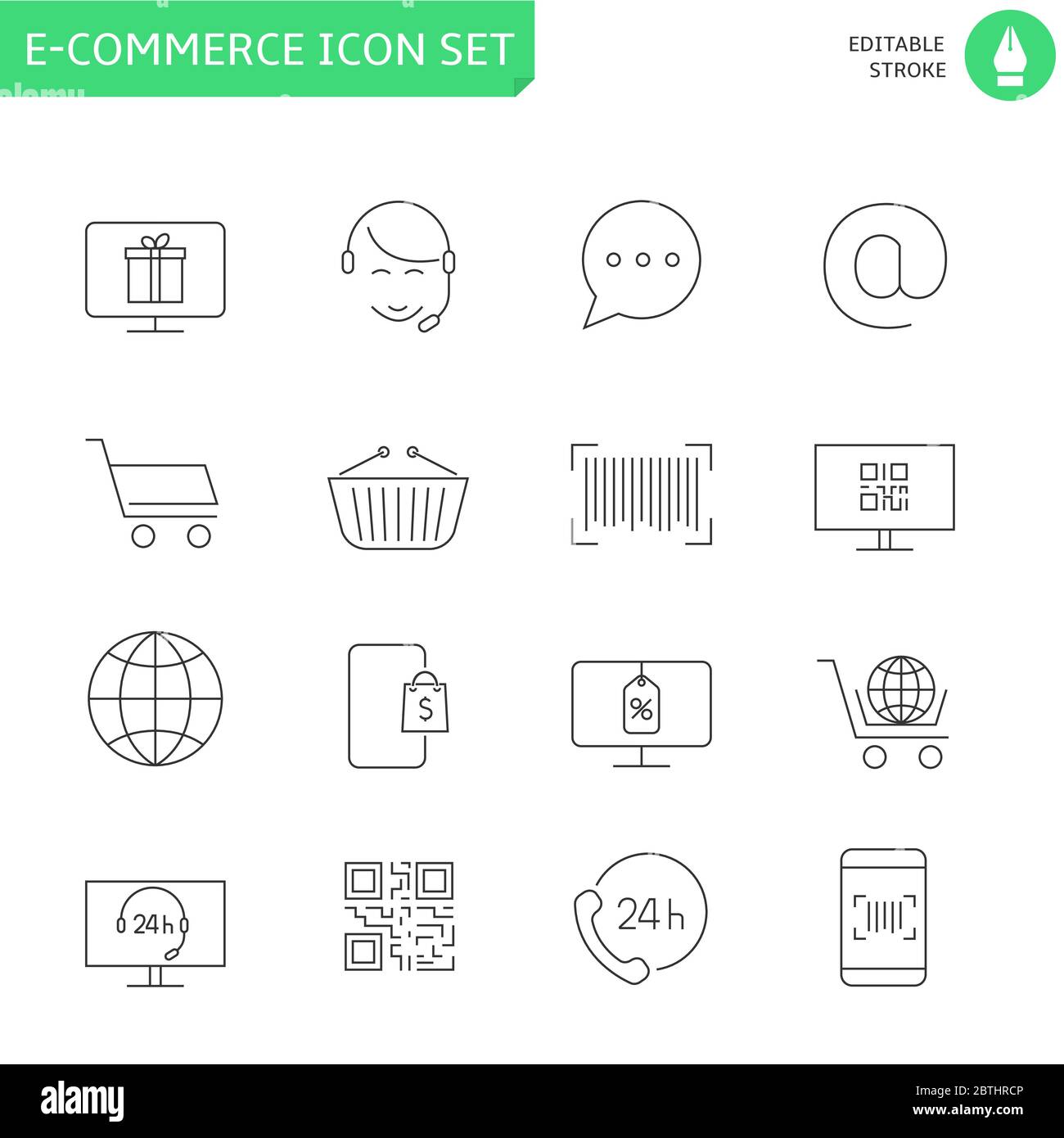 E-commerce thin line icon set Stock Vector