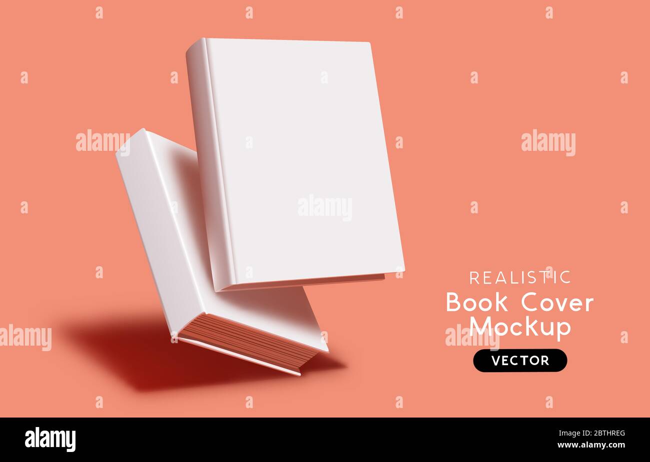 Blank book cover mockup layout design with shadows for branding. Vector illustration. Stock Vector