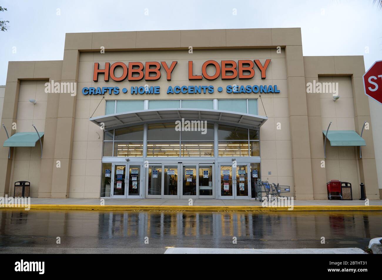 Boca Raton, FL, USA. 25th May, 2020. Hobby Lobby is closing all stores and  furloughing 'nearly all' employees after it defied stay-at-home orders by  quietly reopening locations around the nation during the