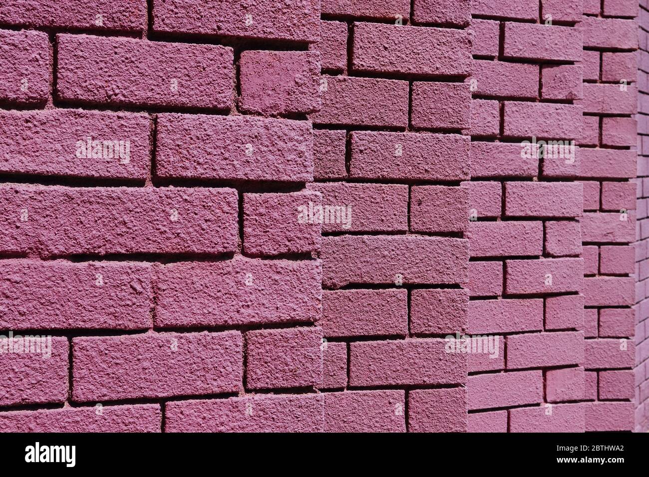 Purple painted brick wall Stock Photo
