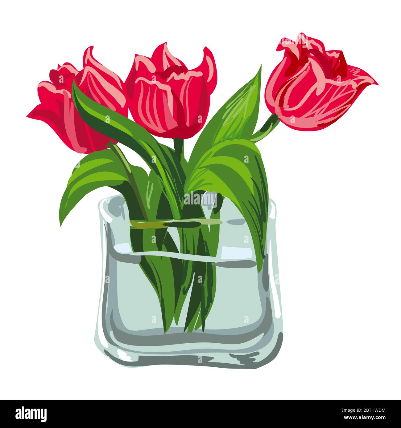illustration of the illustration of the pink tulips in the vase on the ...
