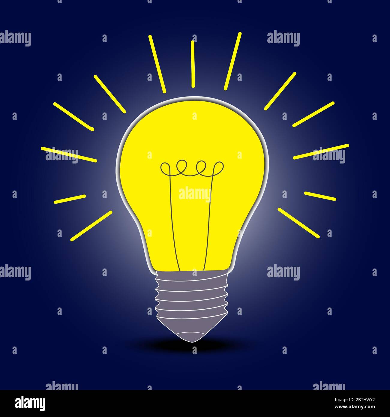 the light bulb. Concept of startup ideas on a blue background . Startup banner, business presentations. The idea , the thought.Illustration Stock Photo