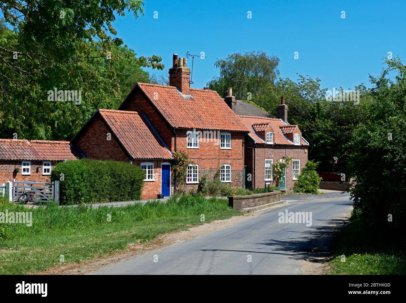 Cottages in the village of Lockington, East Yorkshire, England UK Stock