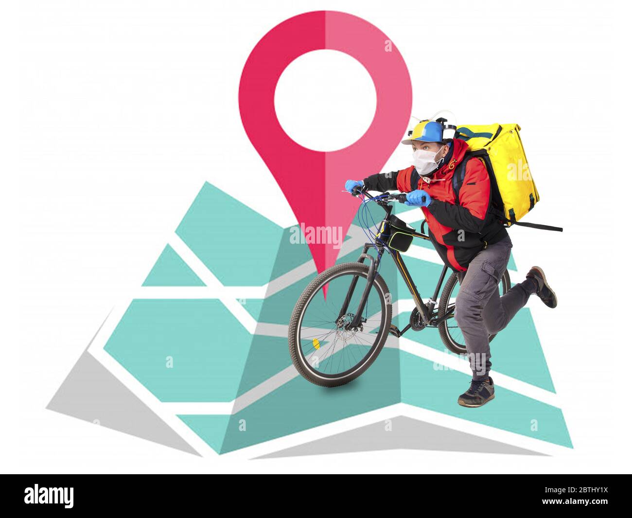 Home Delivery Food Purchase Via The Internet Deliveryman On Bike Home Delivery Food Purchase Via The Internet Deliveryman On Bike