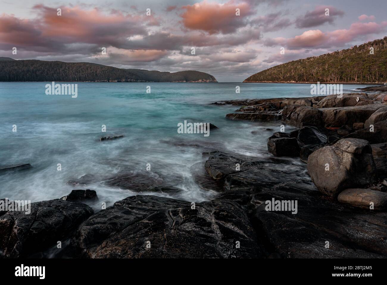 Colourful mood at Fortescue Bay in Tasman National Park. Stock Photo