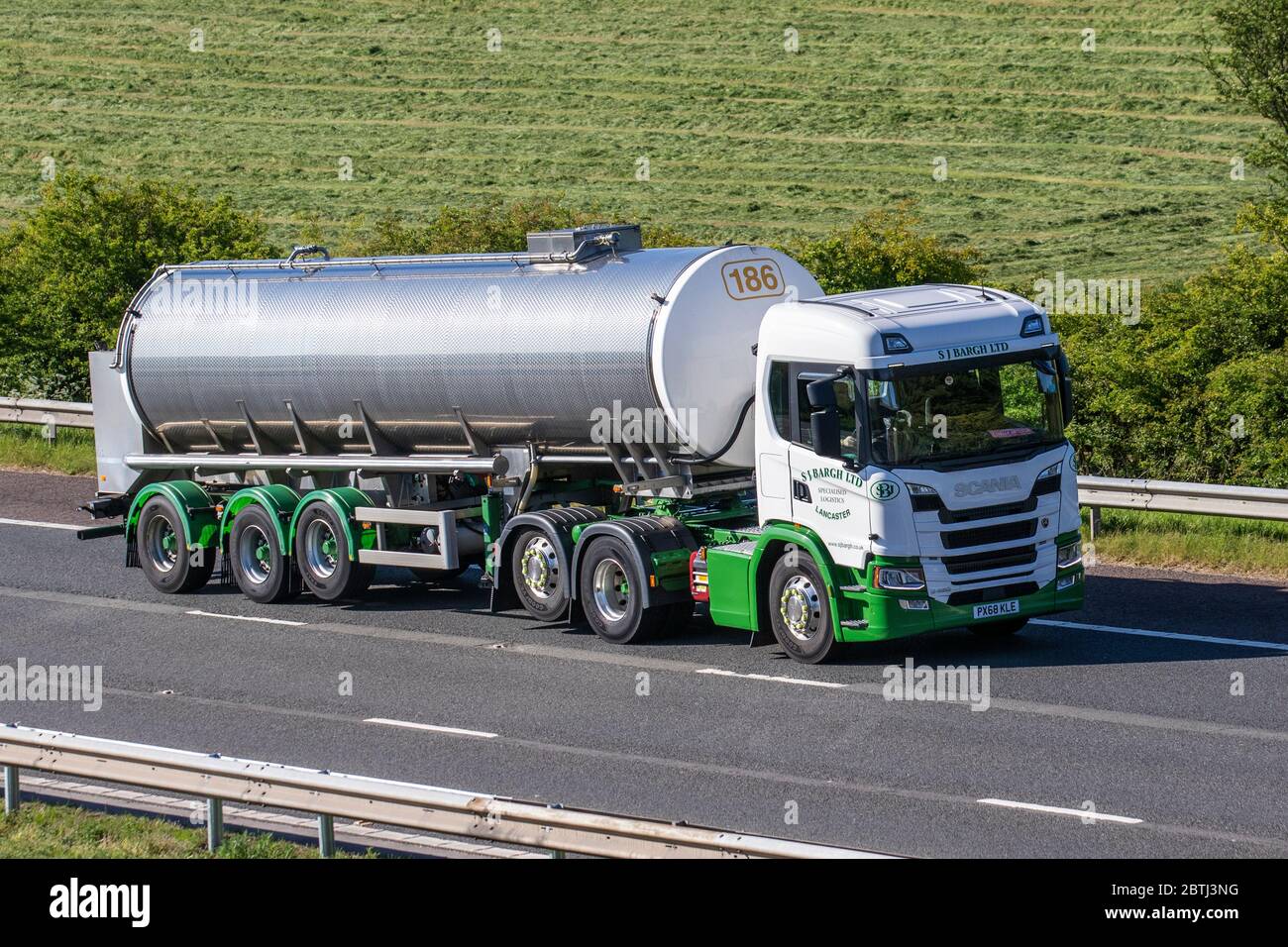 S J Bargh Tanker Hgv Haulage Delivery Trucks Lorry Transportation Truck Cargo Carrier Vehicle European Commercial Transport Industry Distribution Service M6 At Manchester Uk Stock Photo Alamy