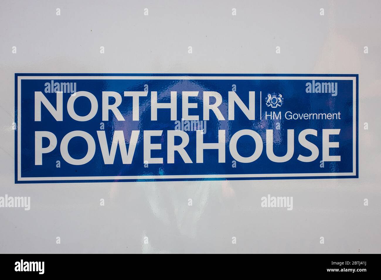 Carnforth UK 25 ay 2020 Goverment slogan sign Northern Powerhouse at Carnforth Stock Photo