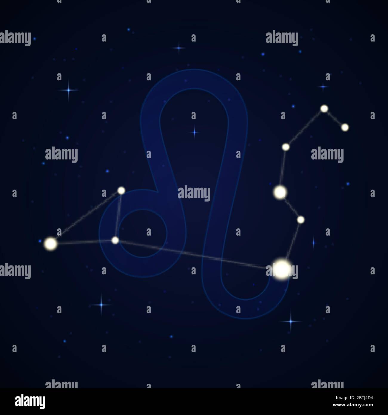 Leo, the lion. Constellation and zodiac sign on the starry night sky
