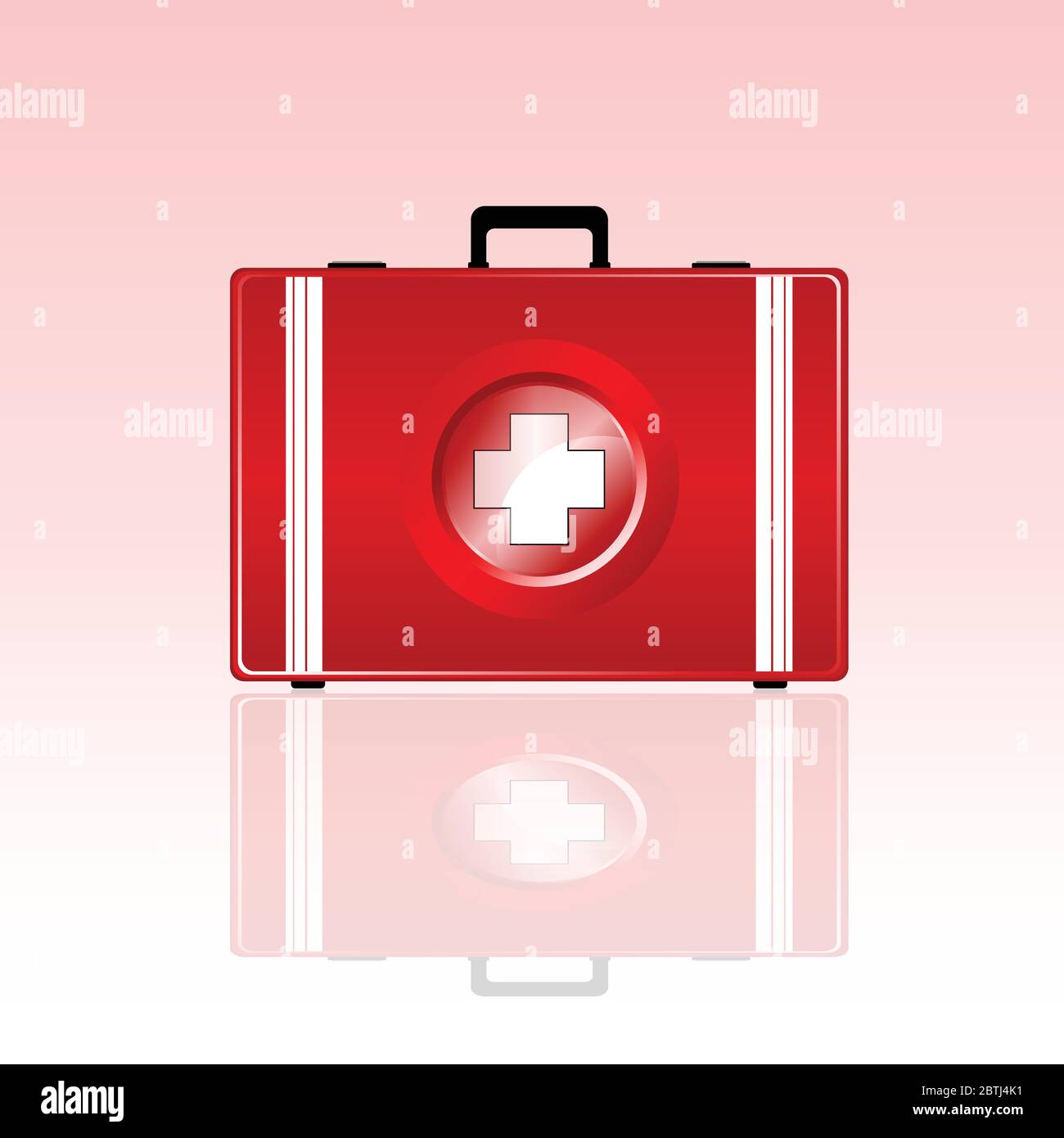 first aid bag art vector illustration with shadow Stock Vector