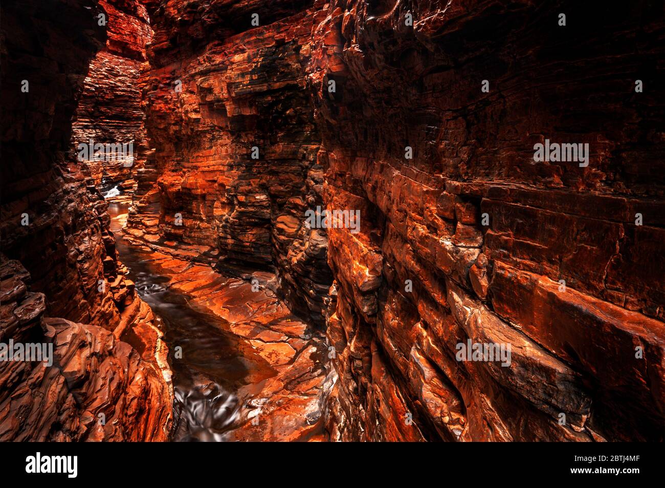 Amazing Weano Gorge glowing its typical red colour. Stock Photo