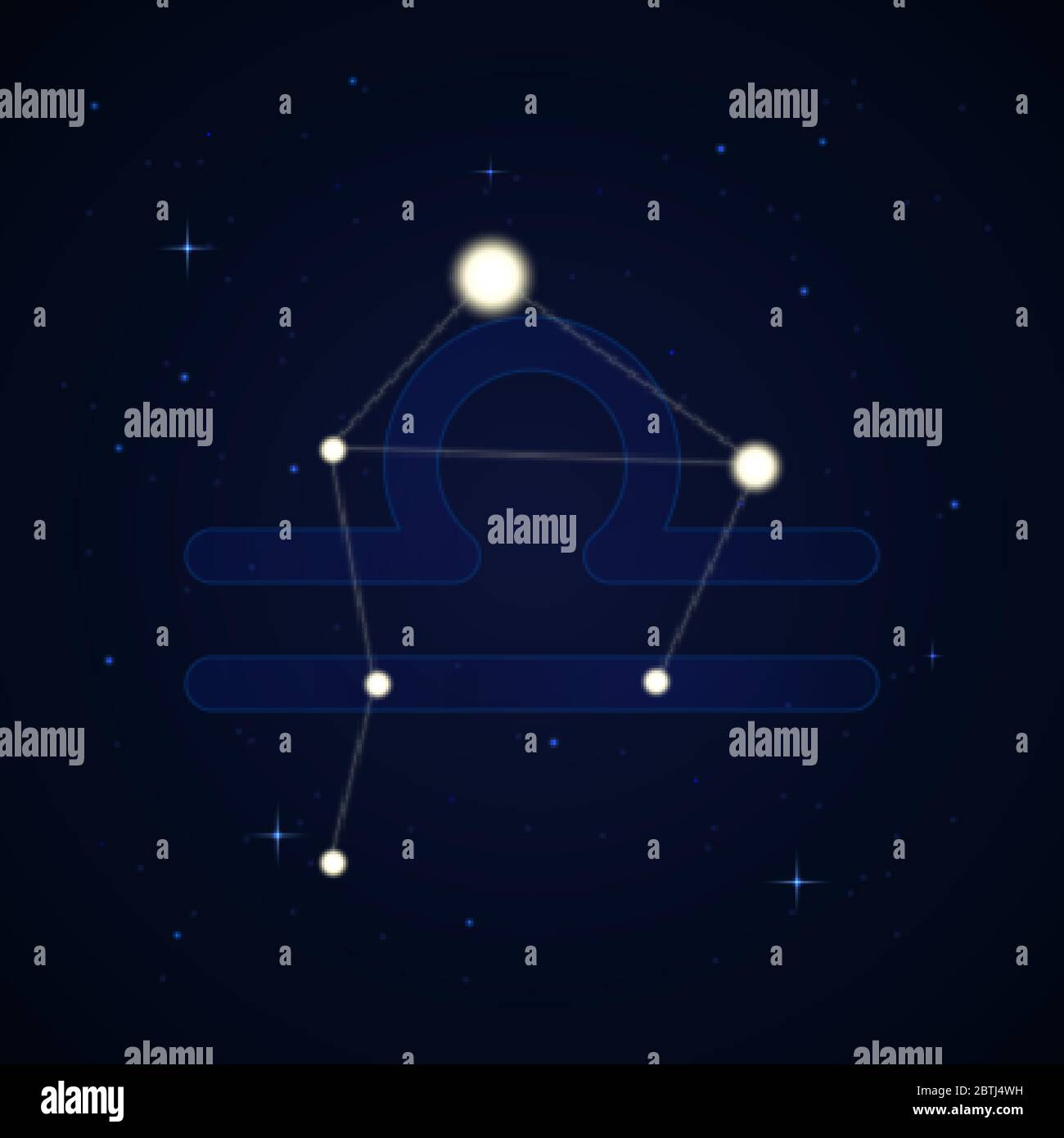 Libra, the scales. Constellation and zodiac sign on the starry night sky Stock Vector Image