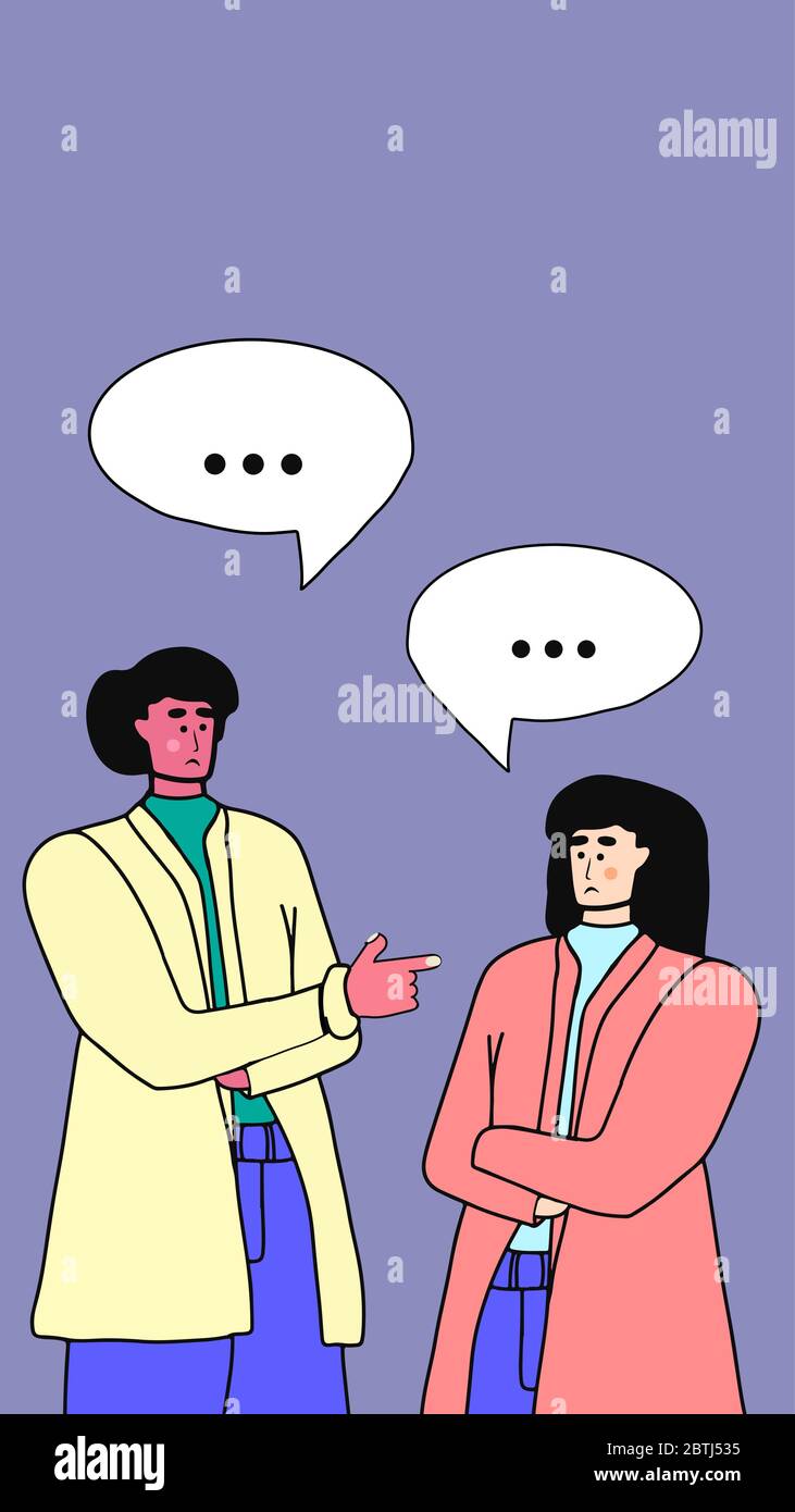 Sad man and woman do not understand each other. Married couple is talking.  Vector character. Illustration in cartoon style Stock Vector Image & Art -  Alamy