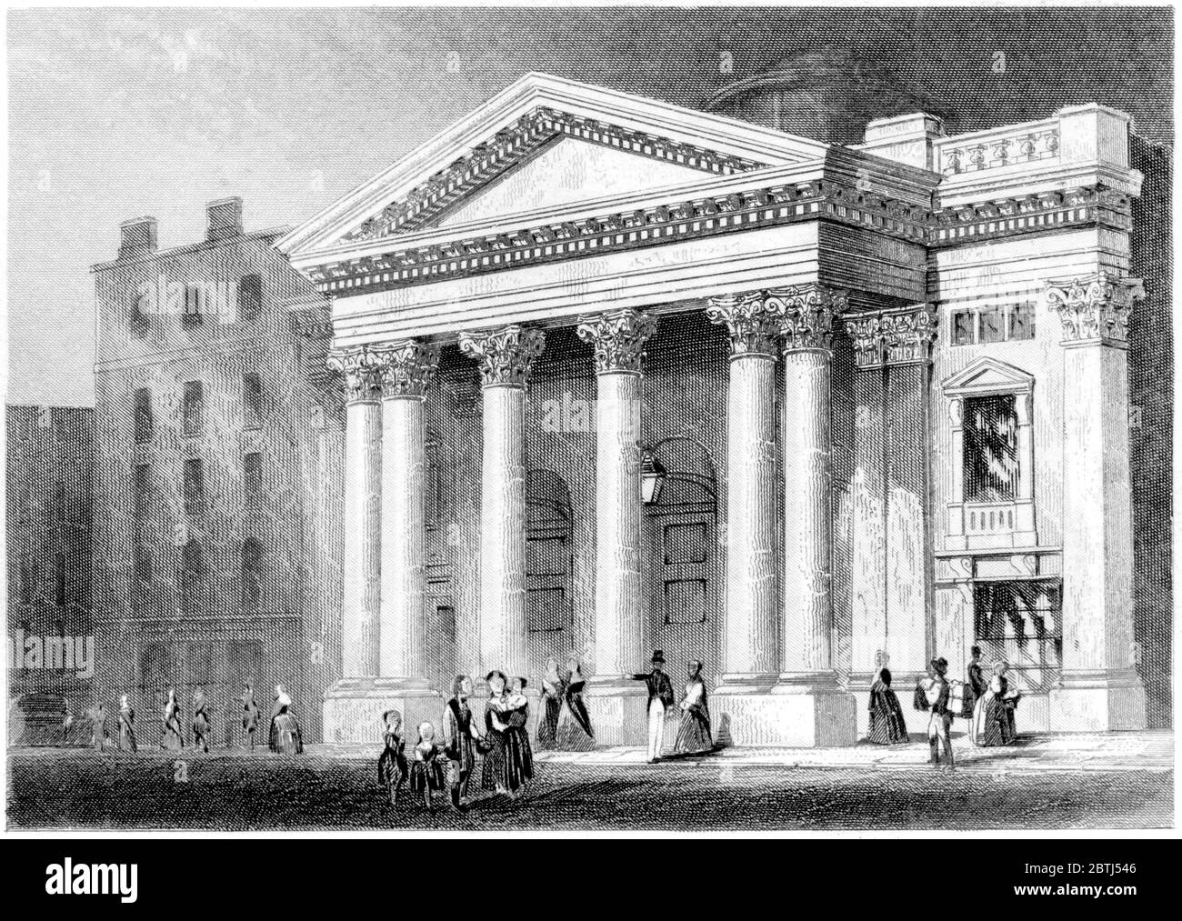 An engraving of The Lyceum Theatre London scanned at high resolution from a book printed in 1851. This image is believed to be free of all copyright. Stock Photo