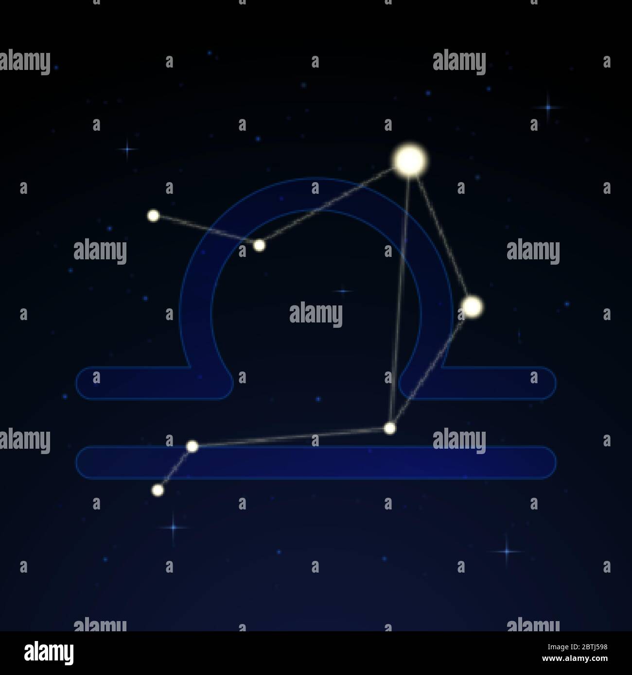 Libra, the scales. Constellation and zodiac sign on the starry night