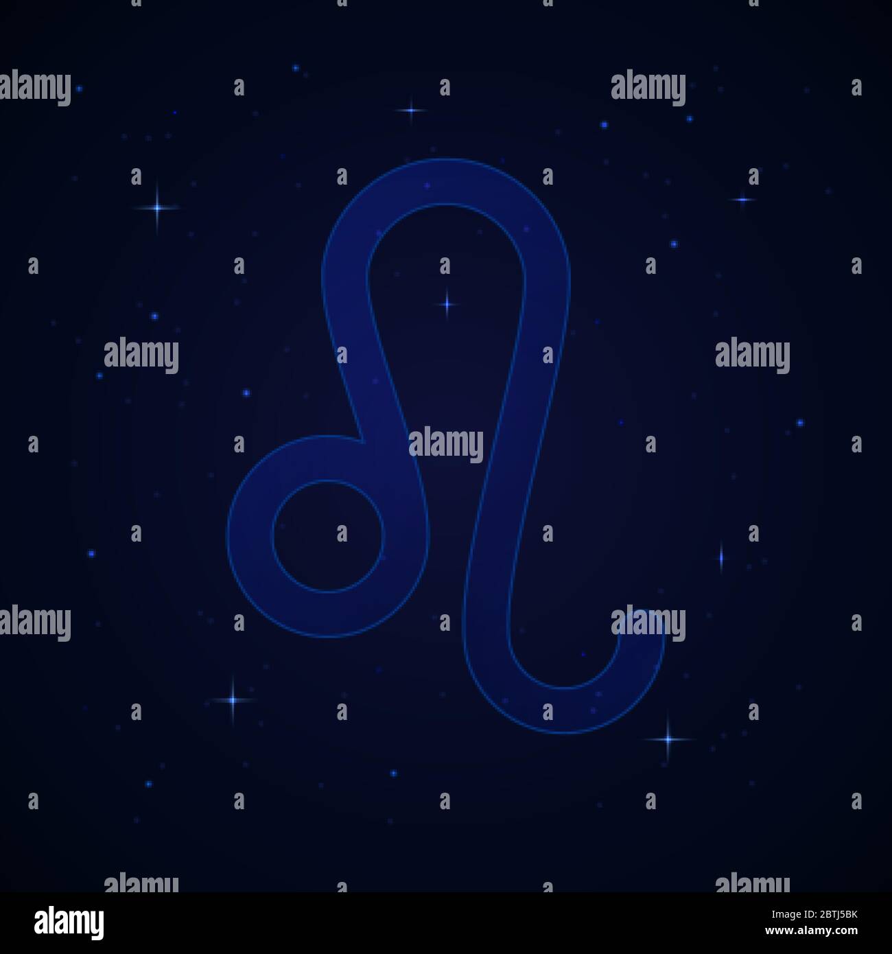 Leo, the lion zodiac sign on the starry night sky. Stock Vector