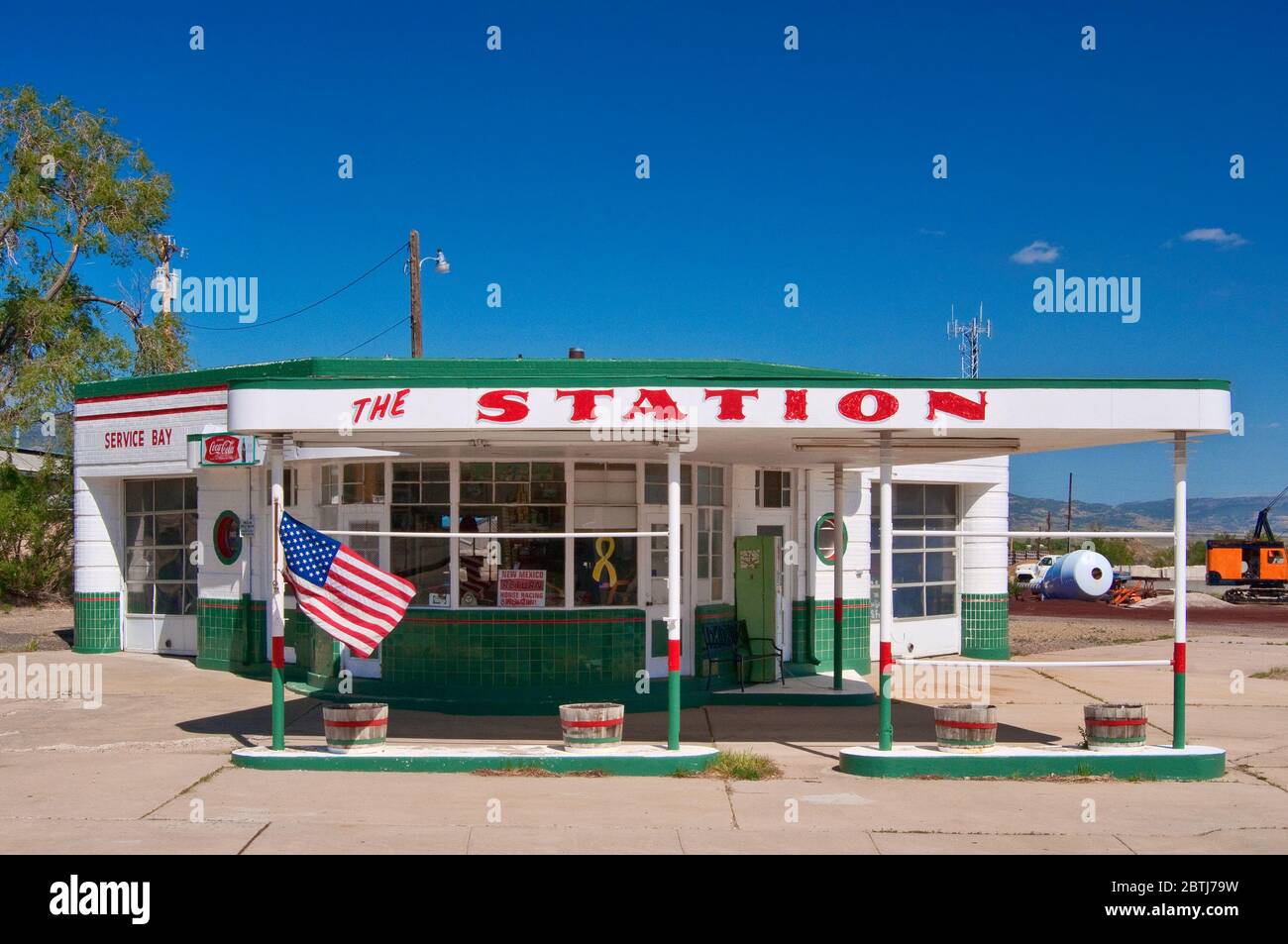 Historical gas station, Raton, New Mexico, USA Stock Photo