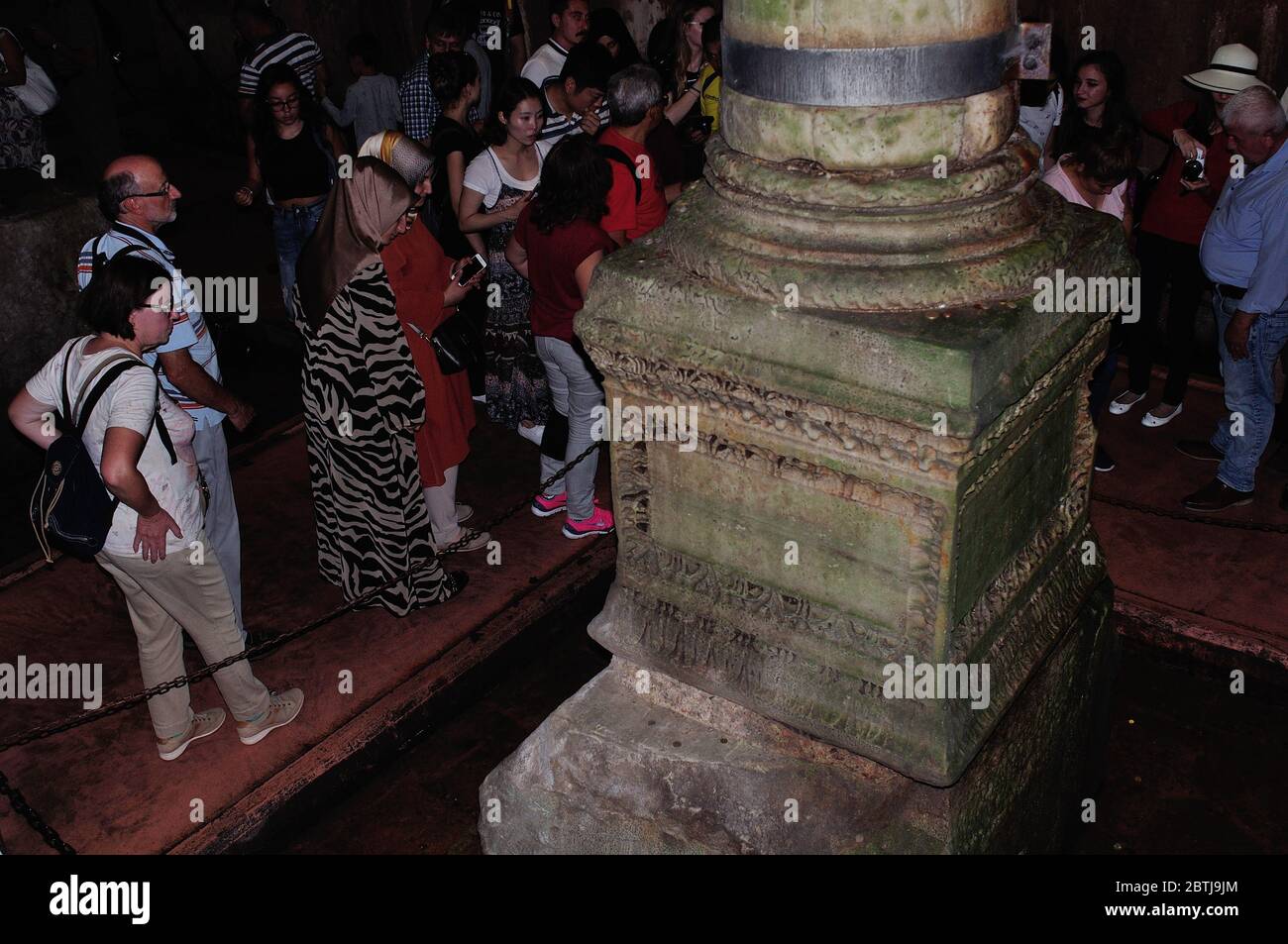 Medusa Head Pillar - The Basilica Cistern in  ISTANBUL - Bosphorus Strait - TURKEY Stock Photo