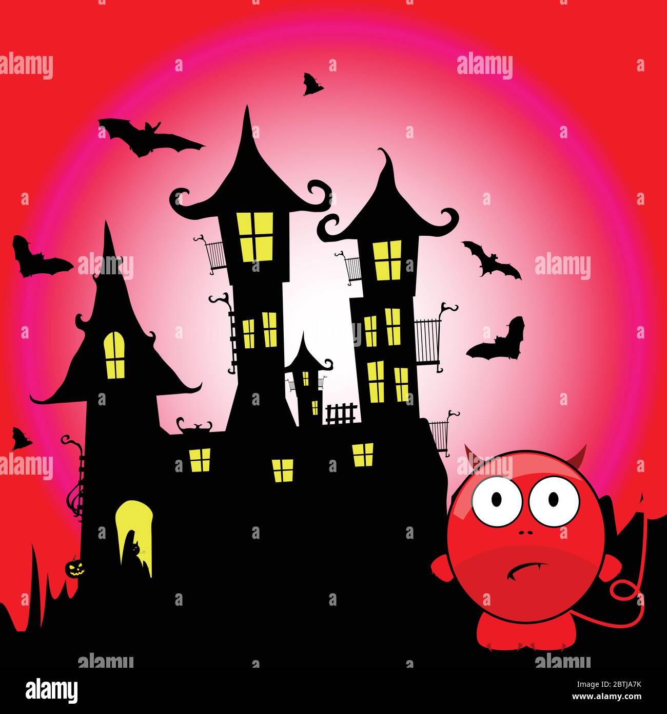 halloween with devil cartoon vector illustration Stock Vector