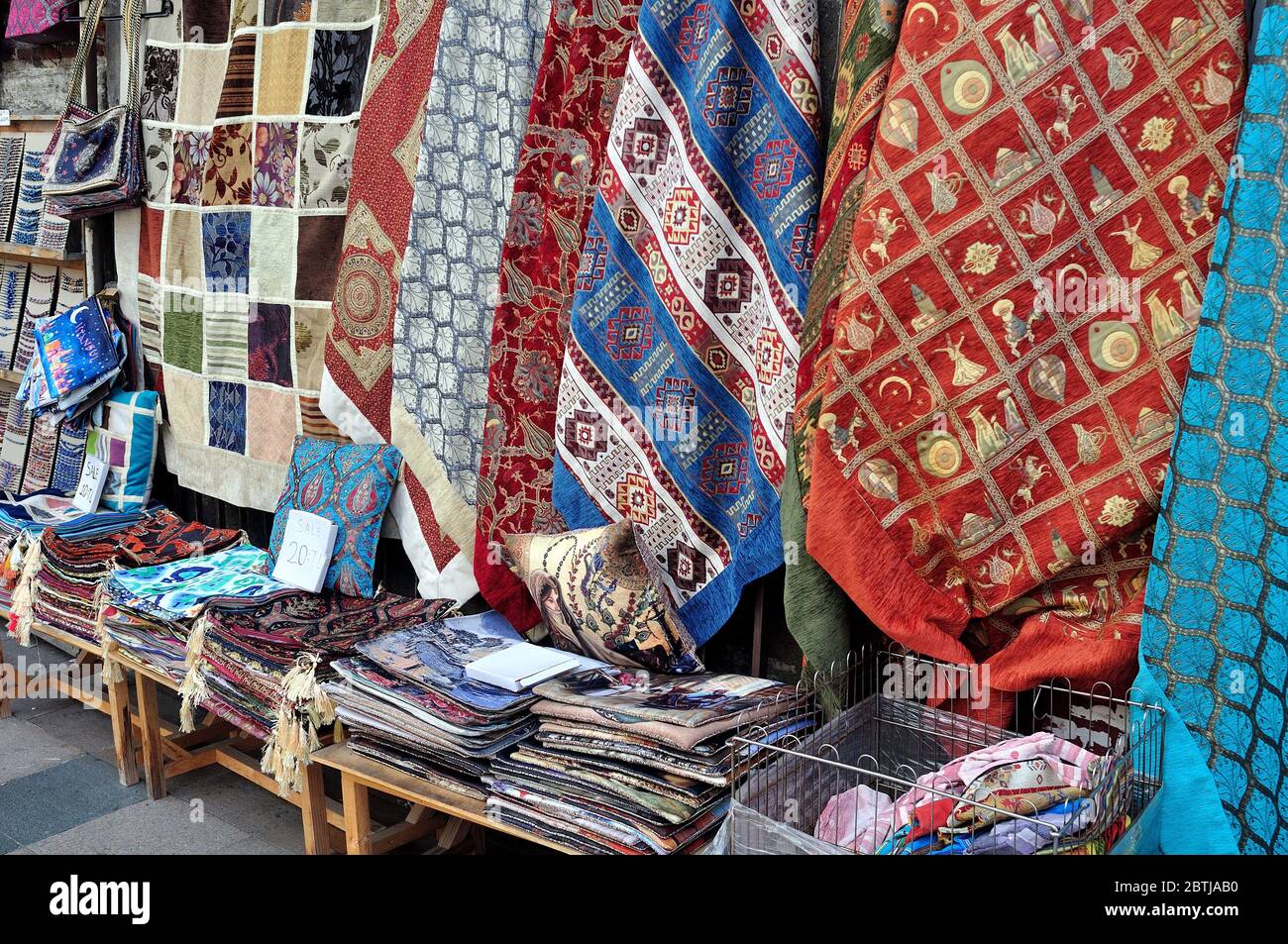Silk - Market in  ISTANBUL - Bosphorus Strait - TURKEY Stock Photo