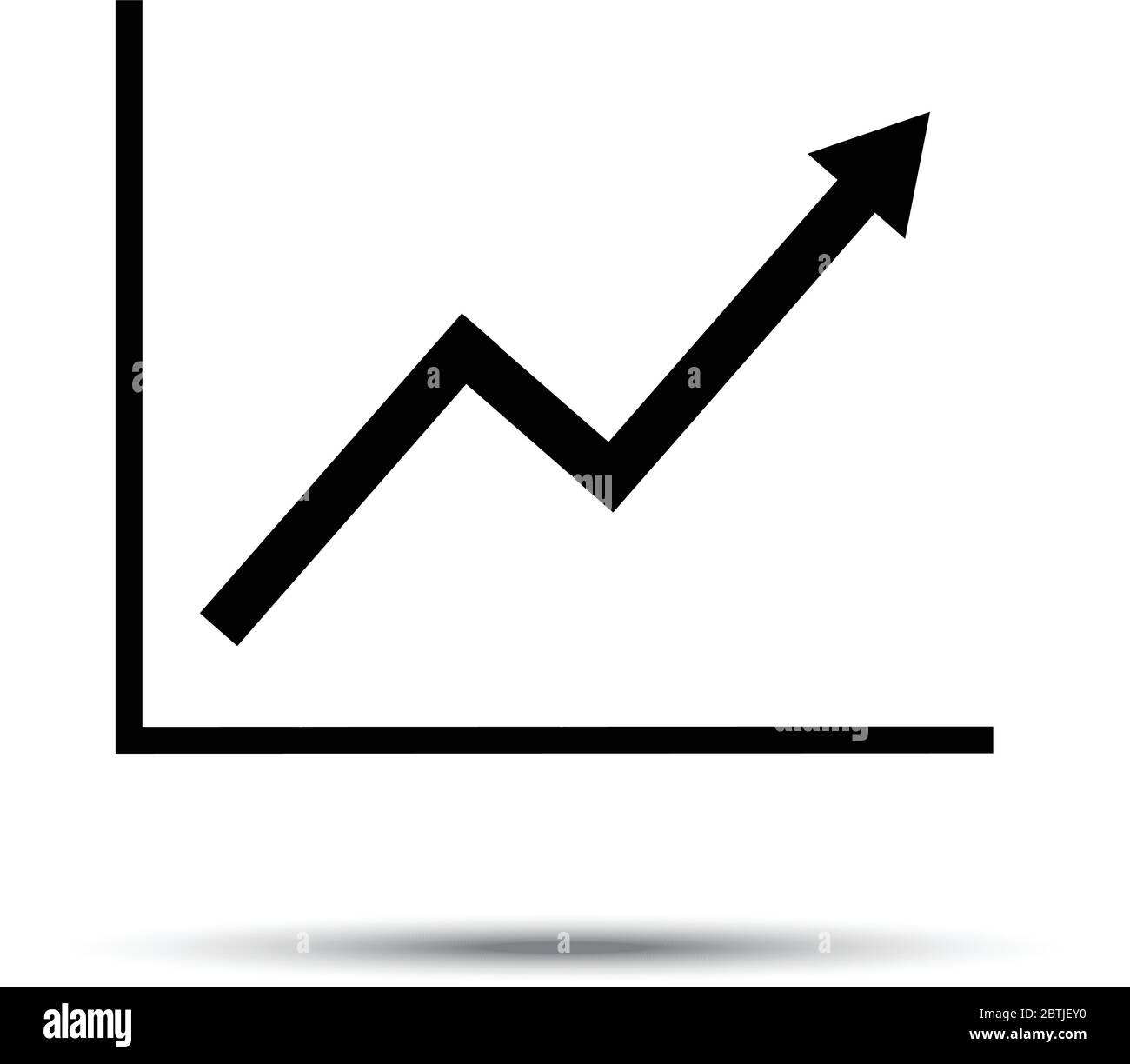 Growth line chart icon. Growing diagram flat vector illustration with