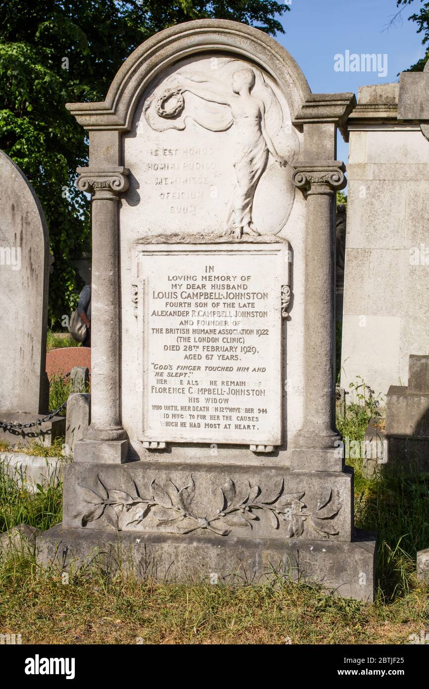 Brompton Cemetery, Kensington, London; one of the Magnificent Seven cemeteries. A 'garden' cemetery with 205000 interments and 35000 graves. Stock Photo