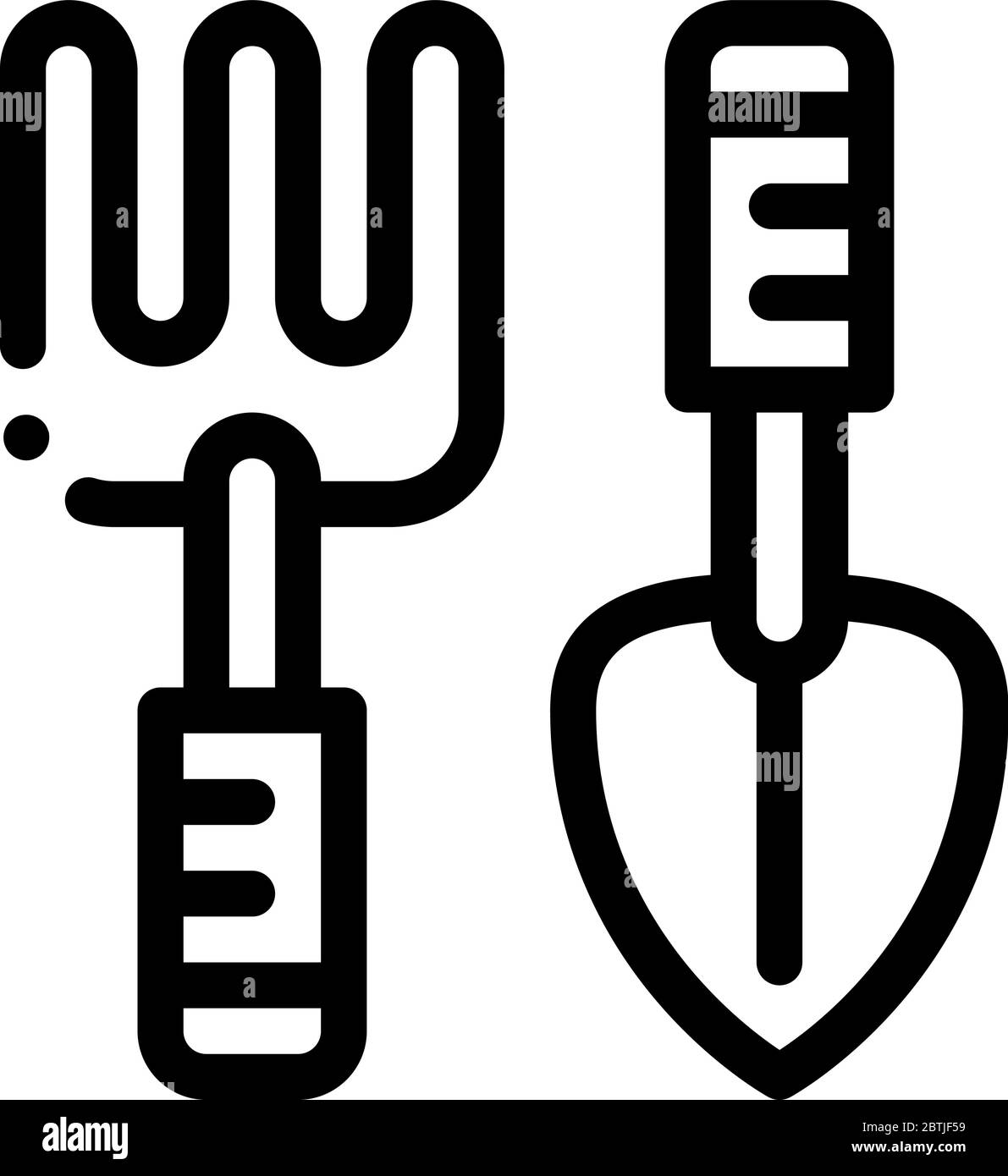 hand rake and shovel tools icon vector outline illustration Stock