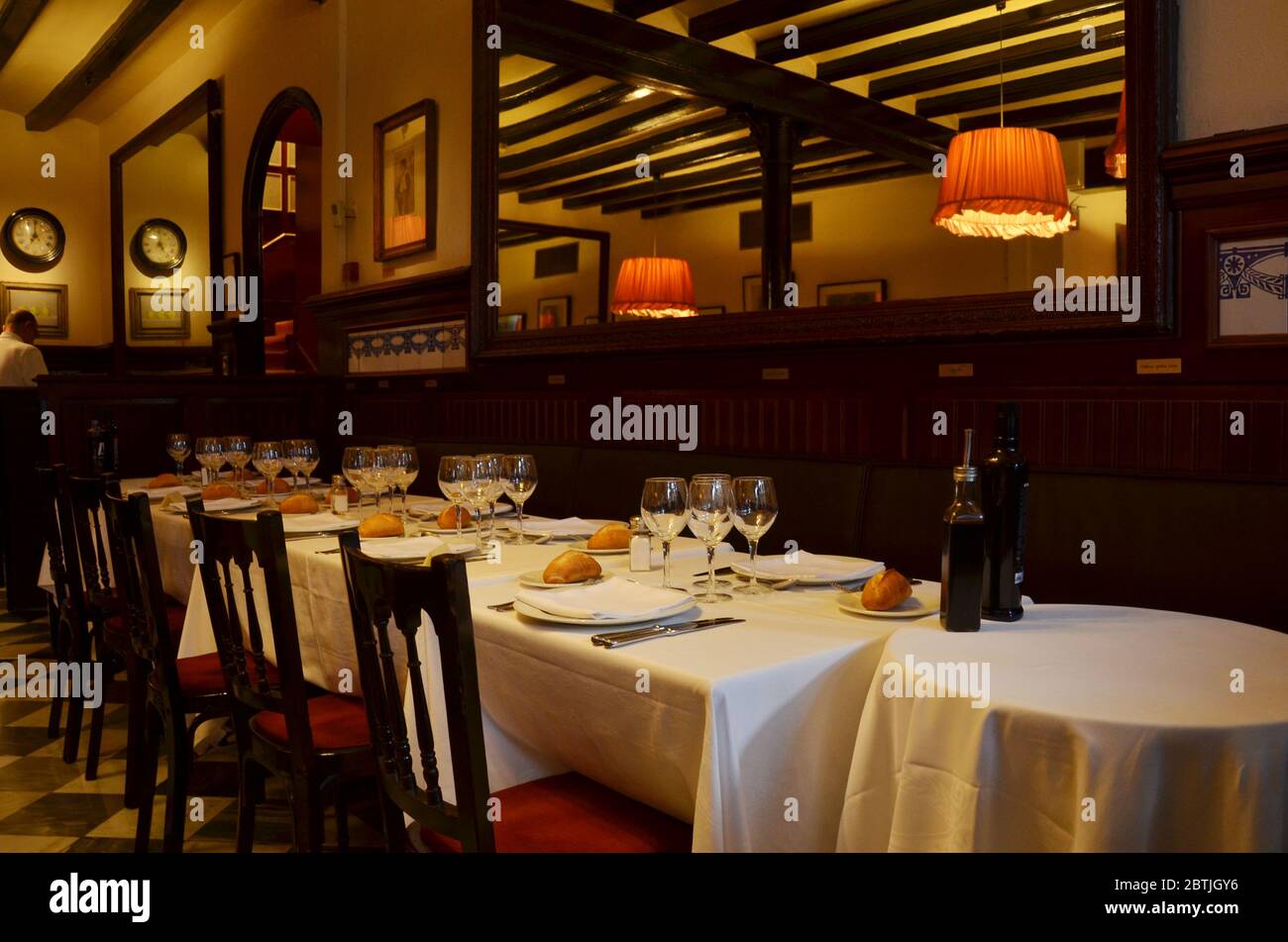 Restaurant 7 Portes was founded in 1836, making it one of the oldest restaurants in Barcelona. Stock Photo