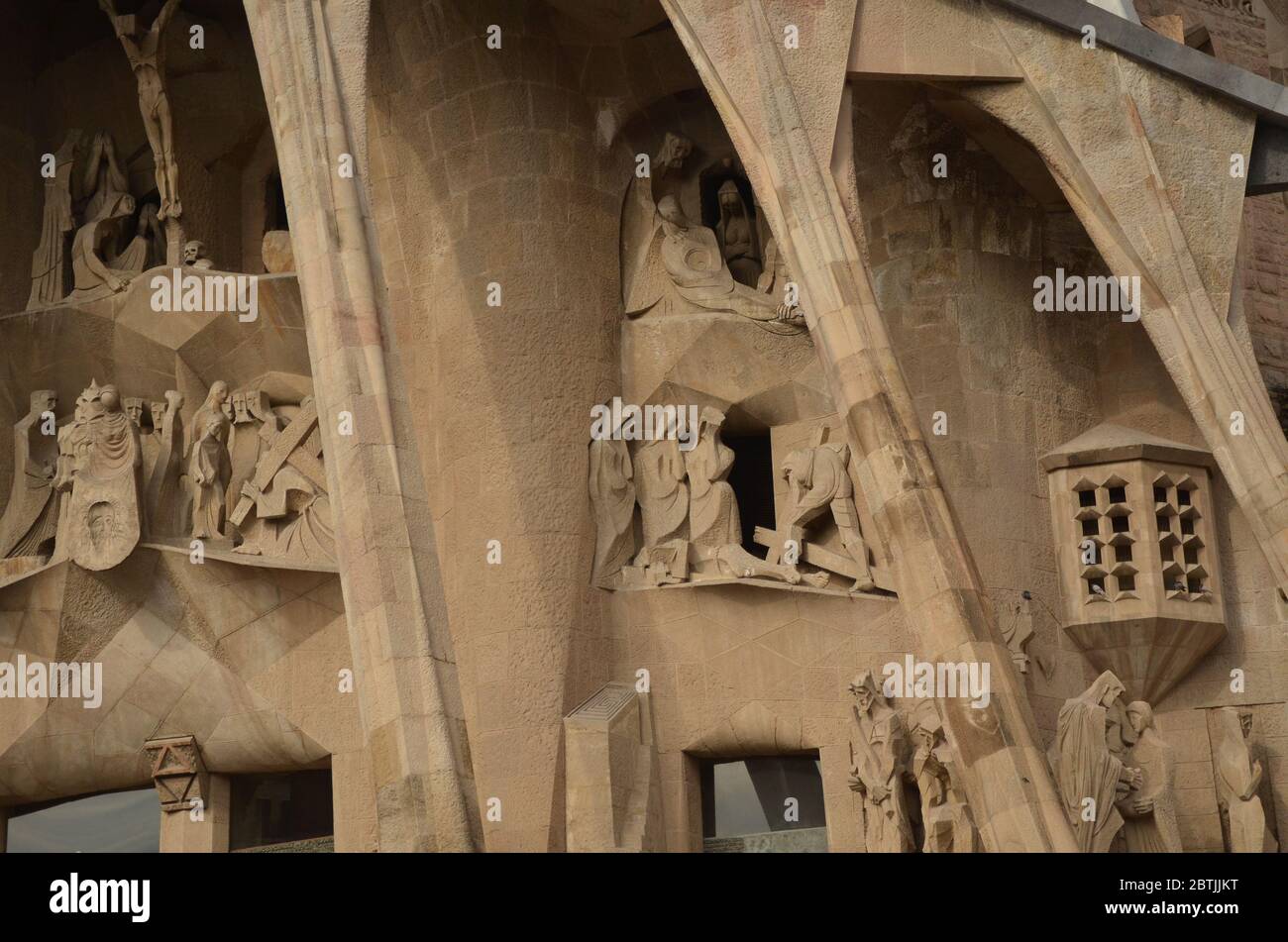 The Basílica i Temple Expiatori de la Sagrada Família is a large unfinished Roman Catholic church in Barcelona, designed by Catalan architect Antoni Stock Photo