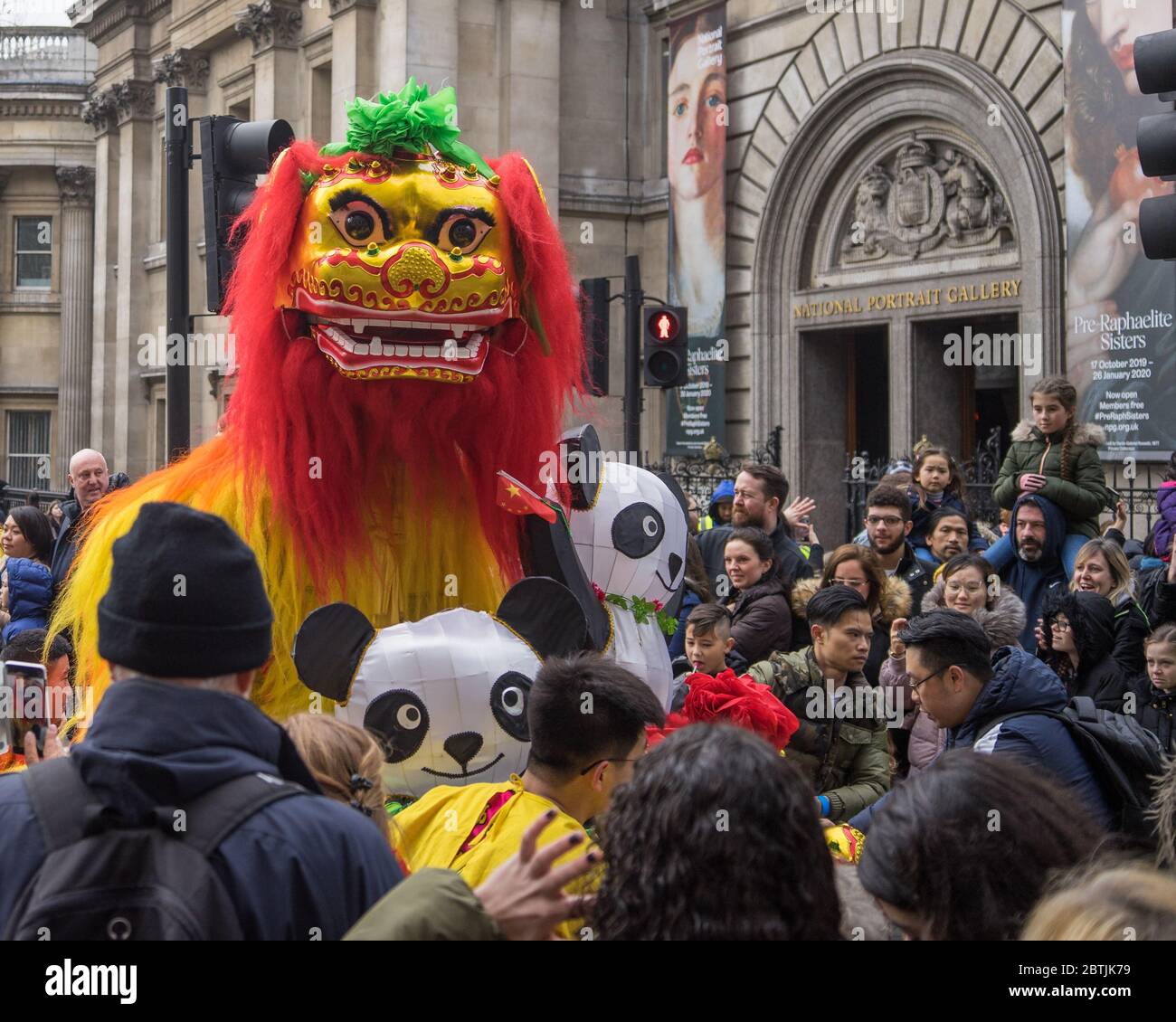 Chinese Dragon making its was through the Chinese New Year Celebration Parade. London Stock Photo