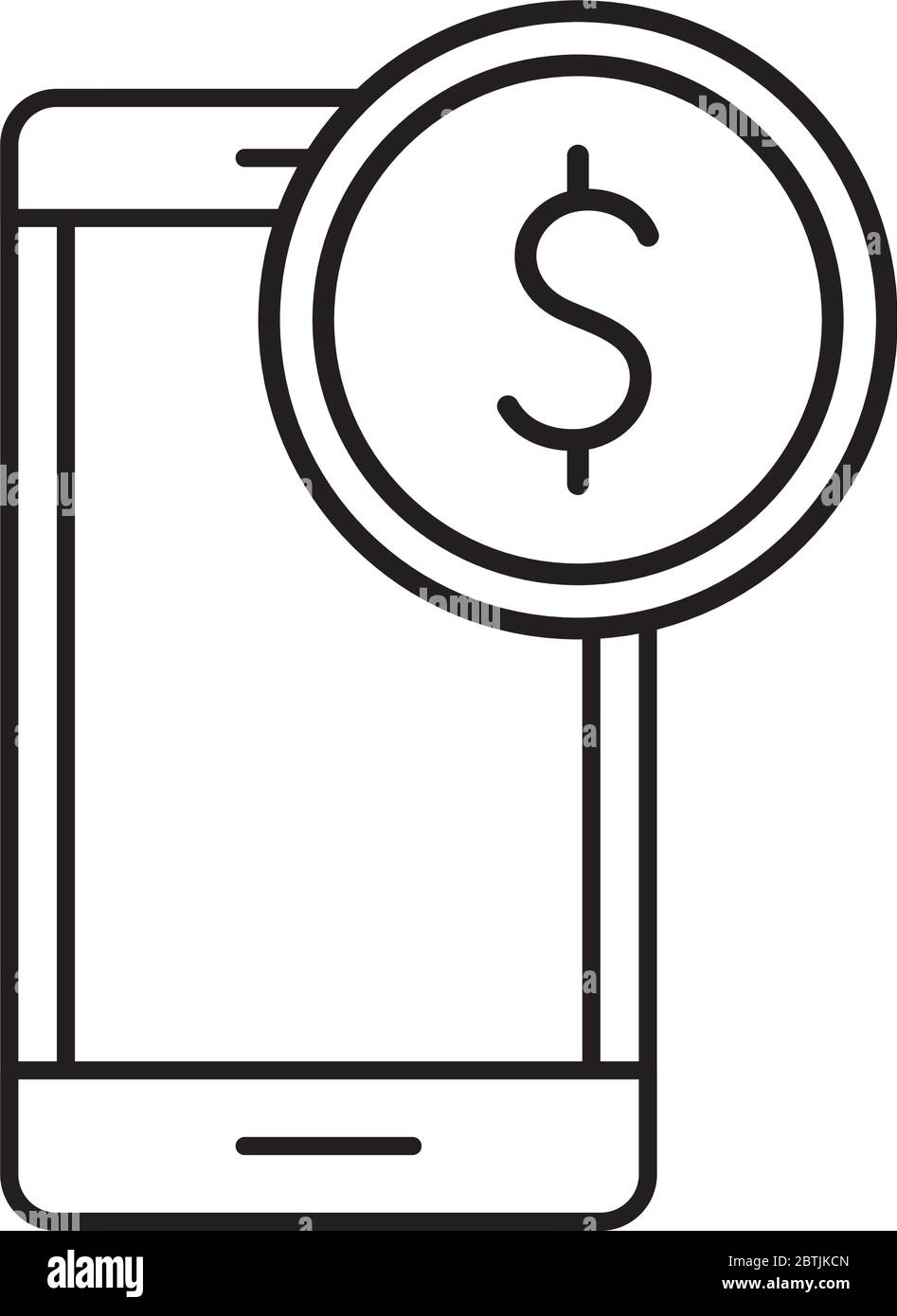 Coin and smartphone line style icon vector design Stock Vector Image ...