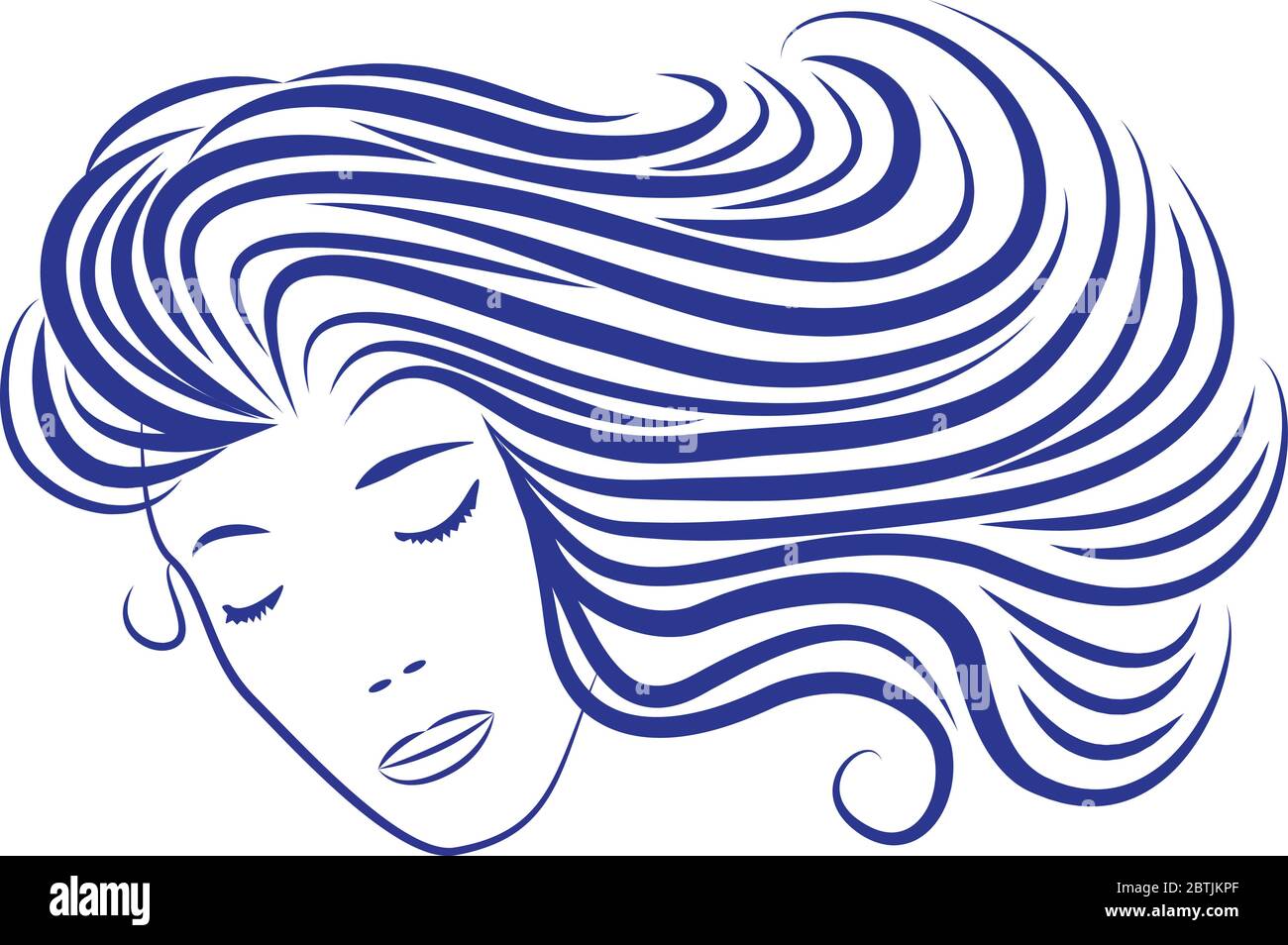 Cartoon woman silhouette with blue hair looking like sea waves Stock Vector  Image & Art - Alamy