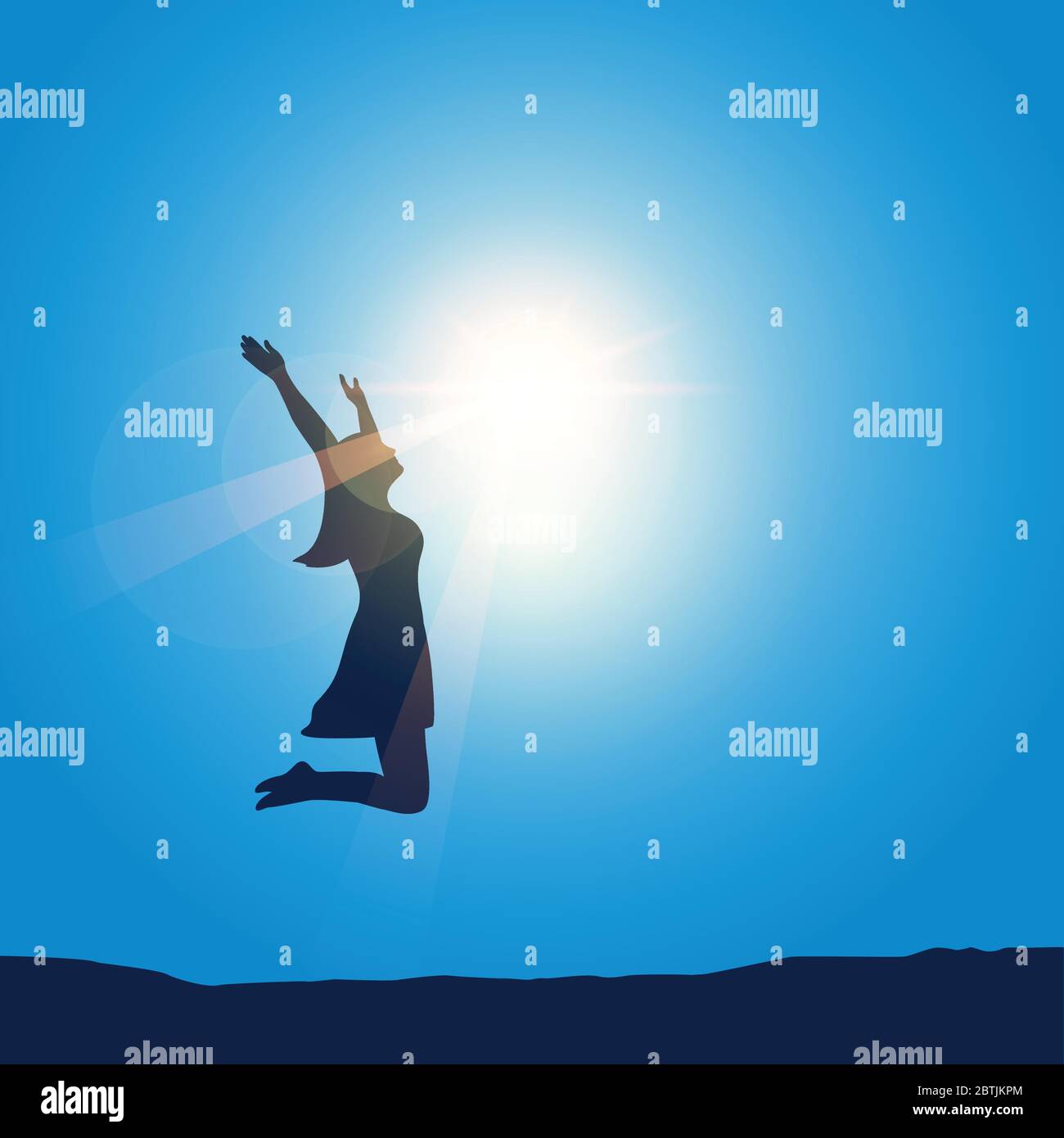 Arms raised sky sun Stock Vector Images - Alamy