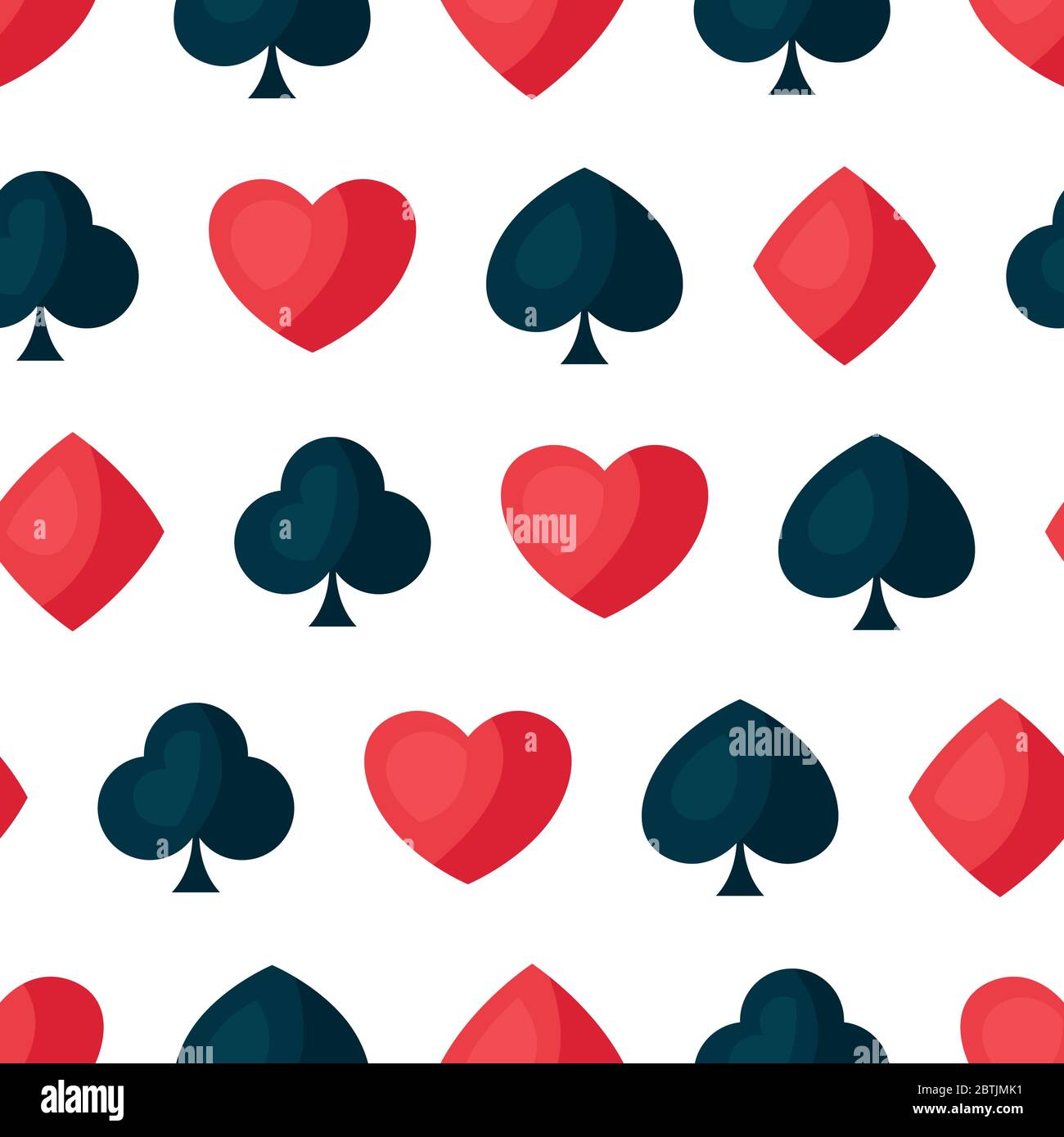 Seamless pattern with four playing cards symbols. Stock Vector