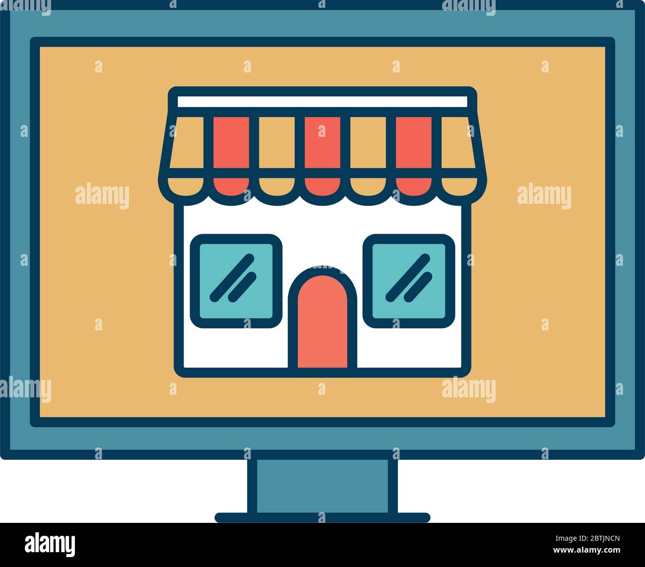 Store inside computer line and fill style icon vector design Stock ...