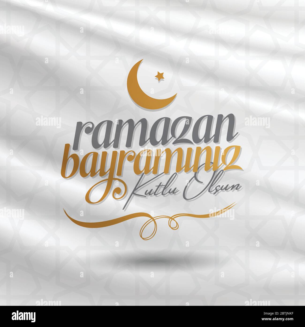 Eid al-Fitr Mubarak Islamic Feast Greetings (Turkish: Ramazan Bayraminiz Kutlu Olsun) Holy month of muslim community Ramazan. Stock Vector