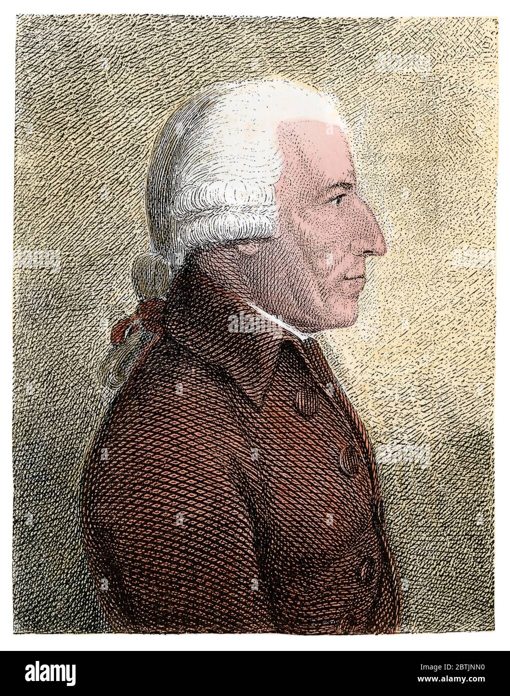 English prison reformer John Howard. Hand-colored woodcut Stock Photo