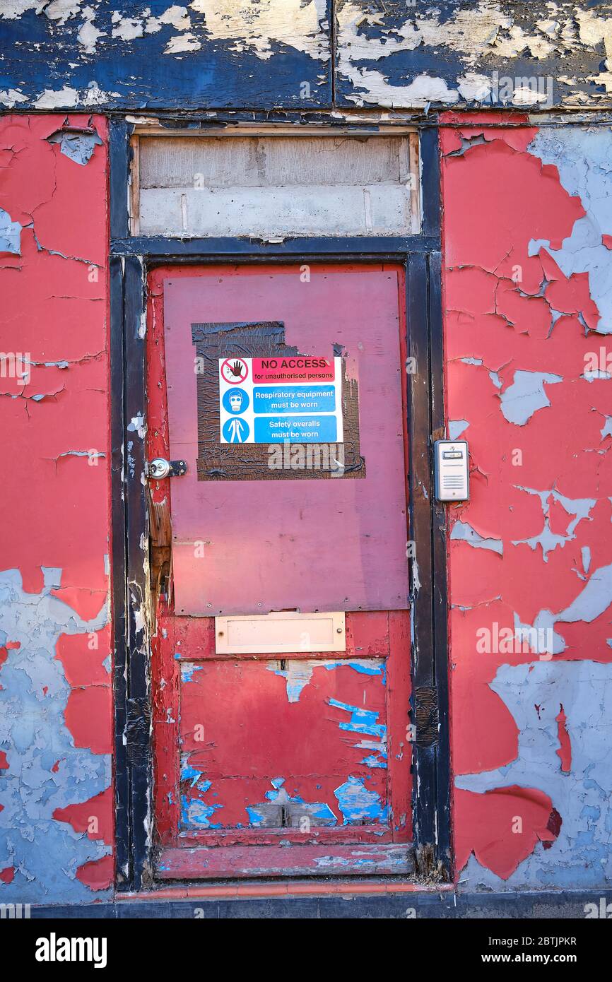 Old and abandoned commercial building Stock Photo