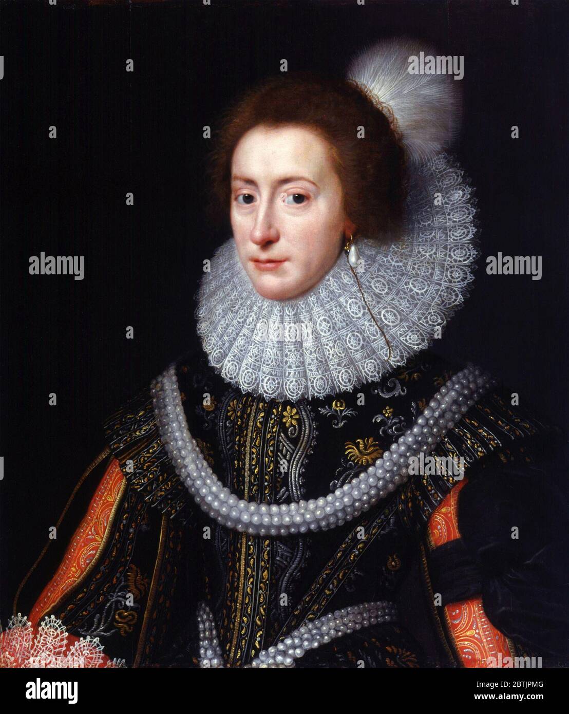 Elizabeth Queen of Bohemia, portrait by Michiel van Mierevelt, c.1623. Stock Photo