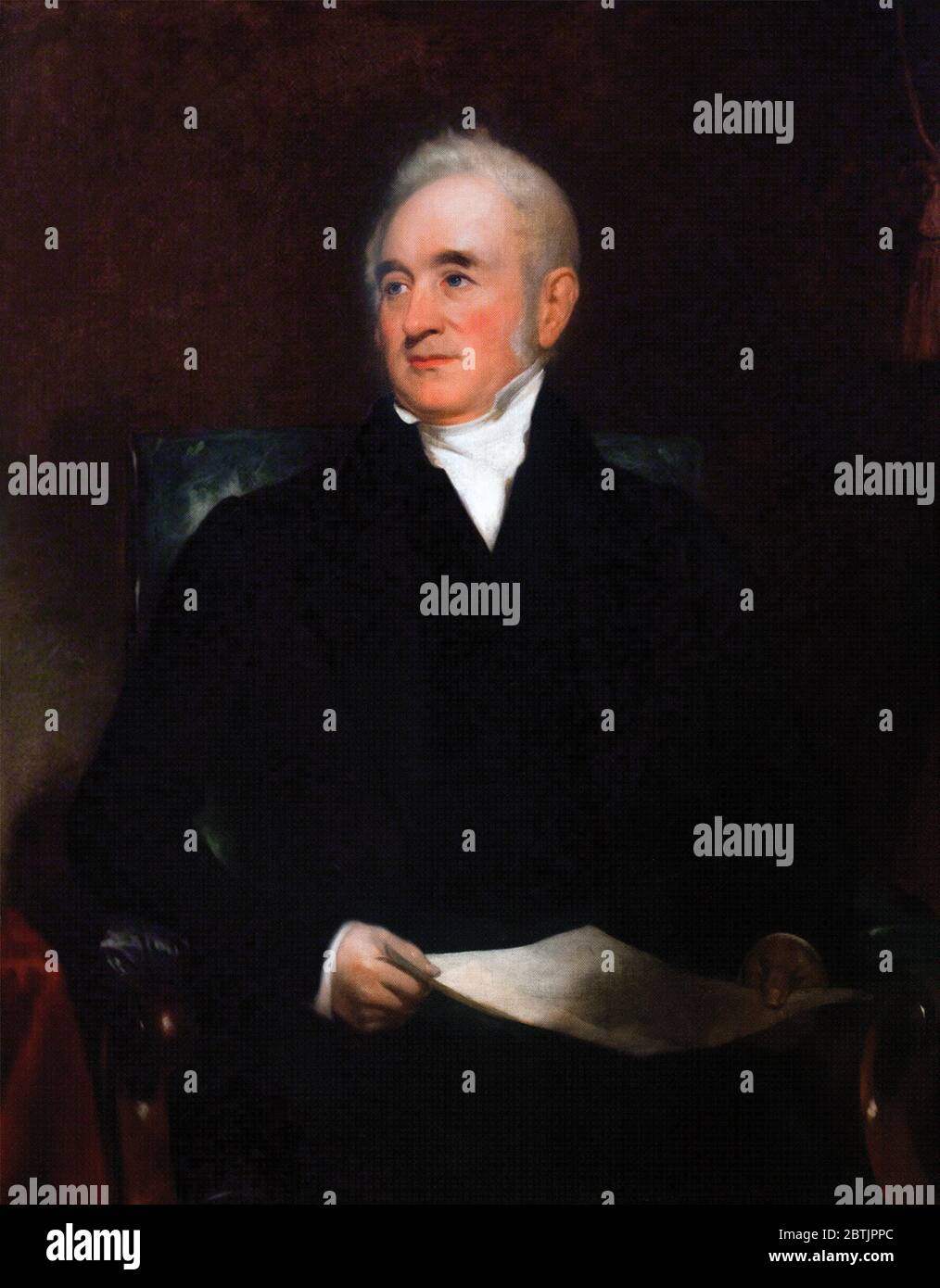 George Stephenson (1781-1848), book illustration from a portrait painting by Henry William Pickersgill, c.1845. Stock Photo