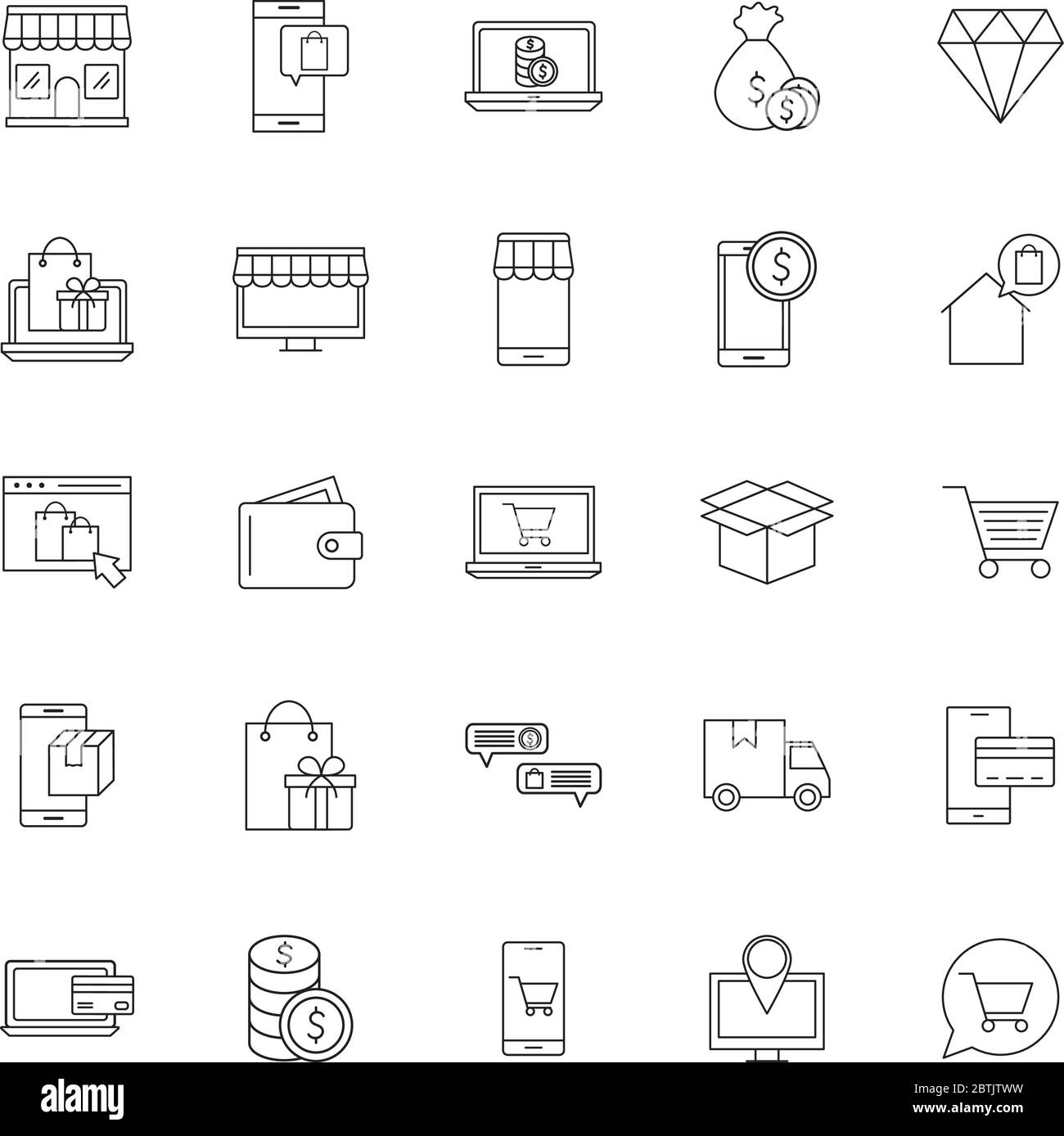Shopping online line style icon set vector design Stock Vector Image ...