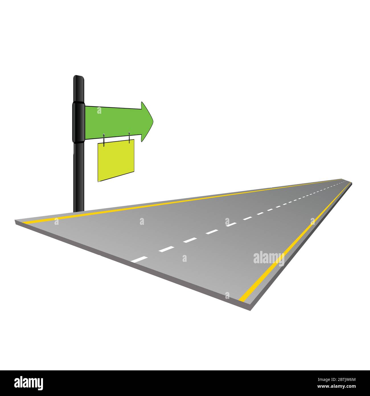 road with signboard color vector illustration Stock Vector