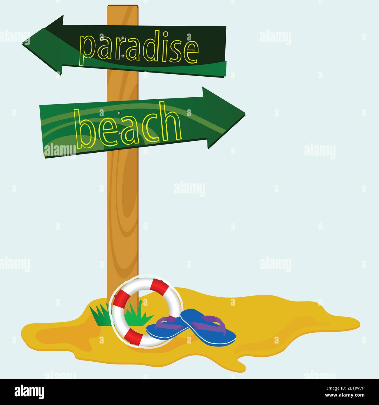 road sign for the paradise beach vector illustration Stock Vector Image