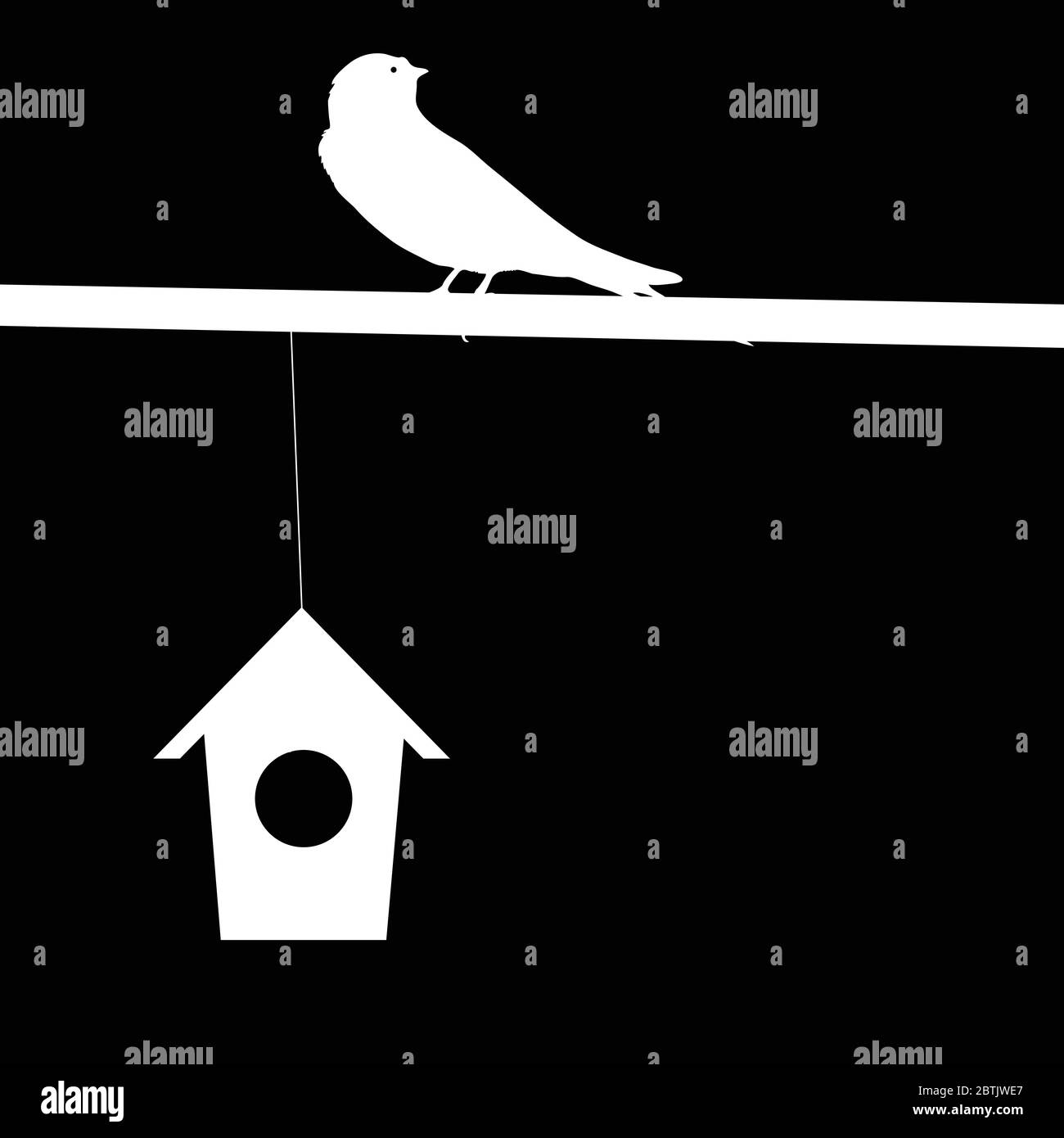 sparrow and house vector illustration Stock Vector