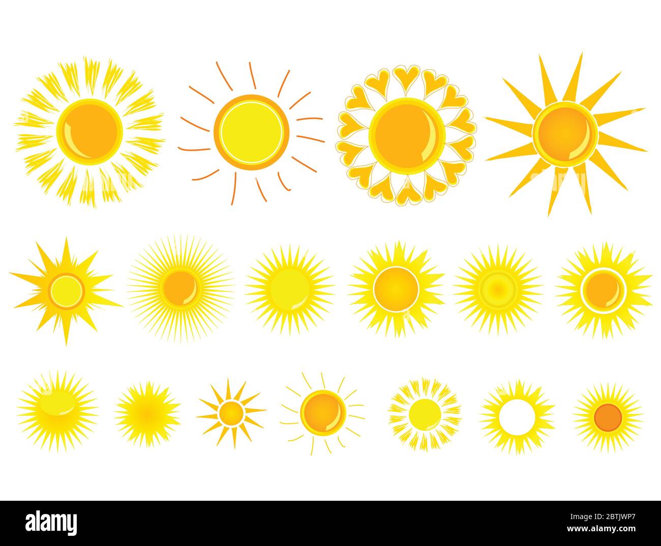 sun yellow set vector illustration on white background Stock Vector ...