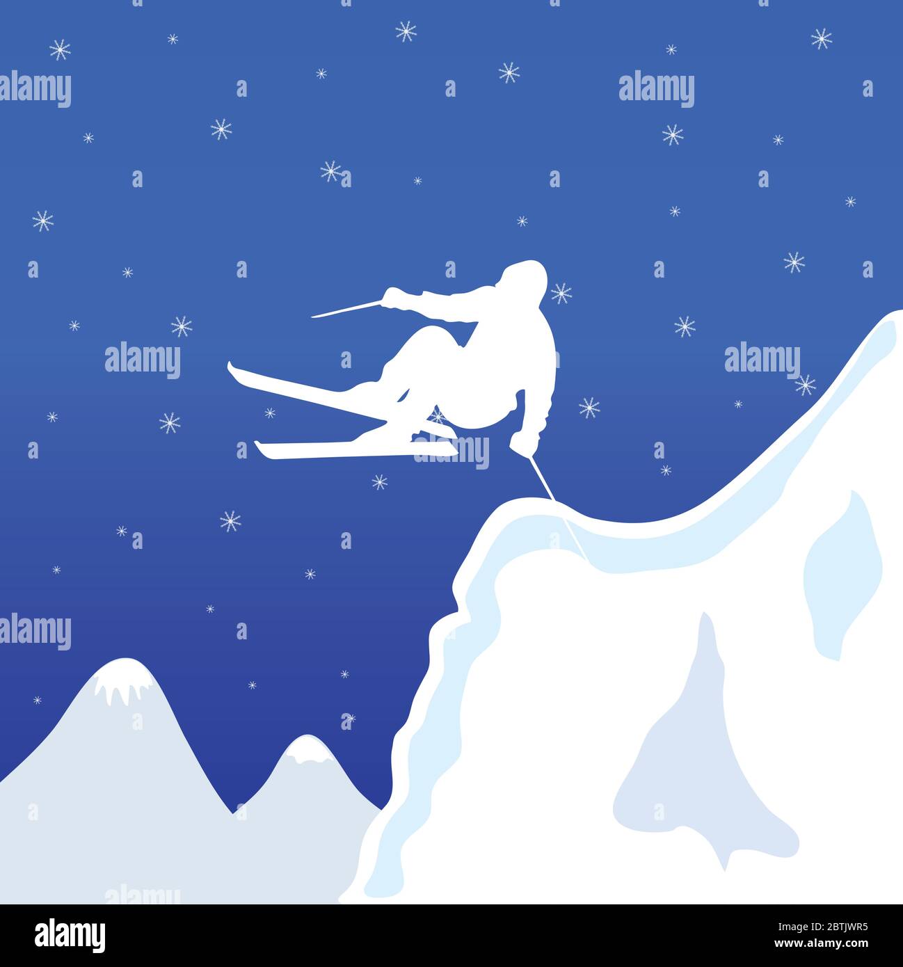 skiing white man in winter vector illustration Stock Vector Image & Art ...