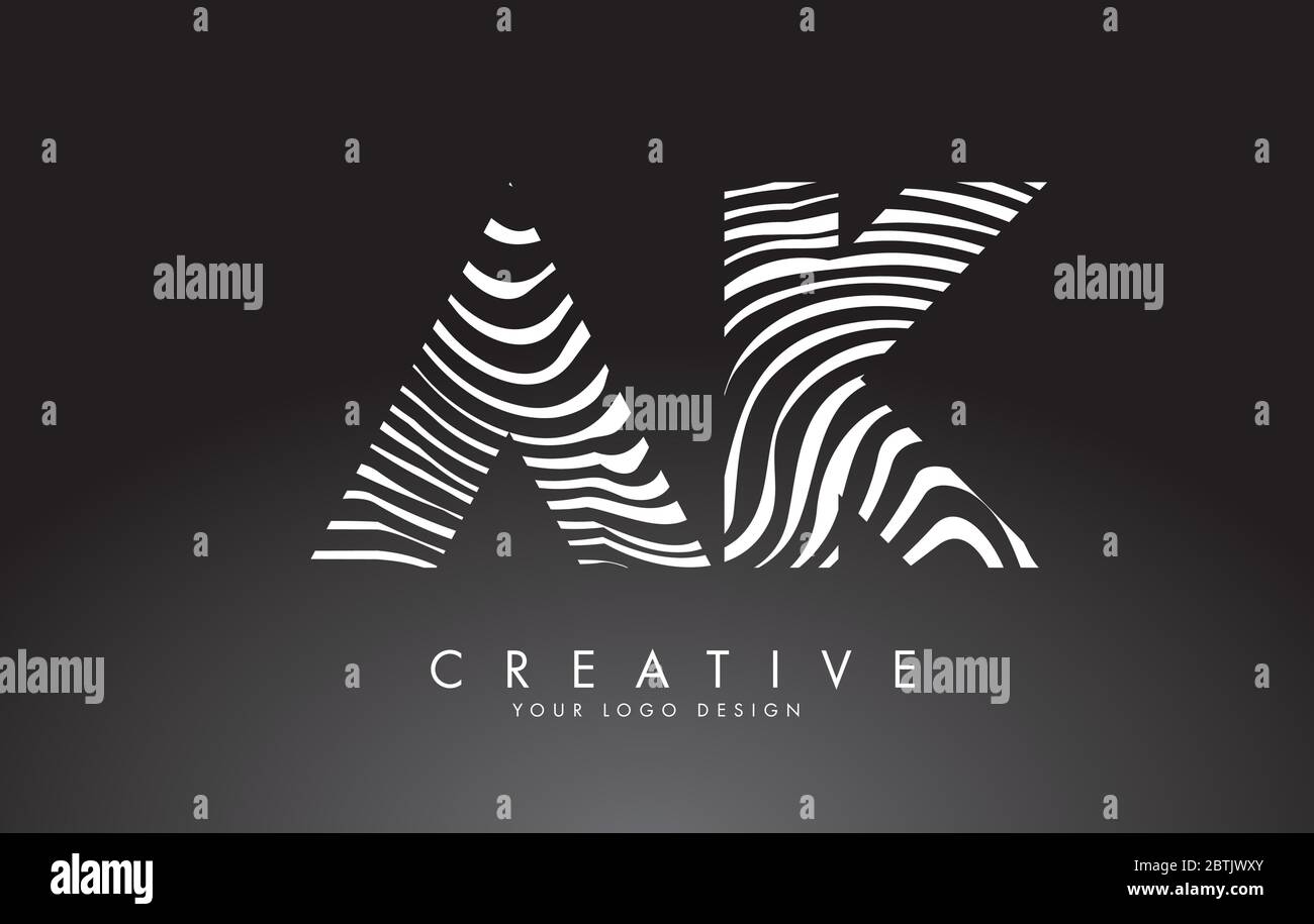 AK a k Letters Logo Design with Fingerprint, black and white wood or ...